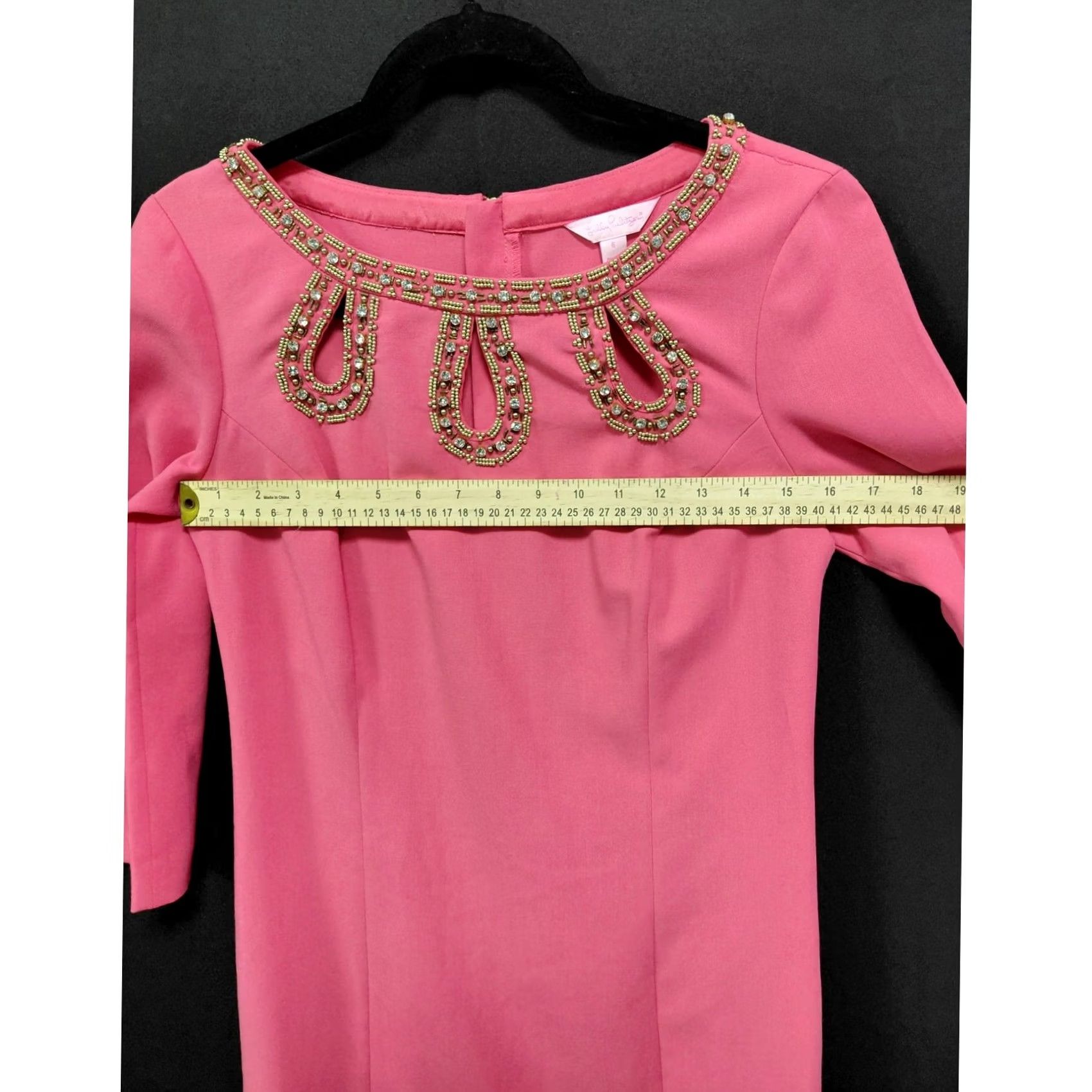 Lilly Pulitzer Lilly Pulitzer Pink Dress Embellished Solid 3/4 Sleeve Knee Length Women Size 6 Size M / US 6-8 / IT 42-44 - 5 Thumbnail