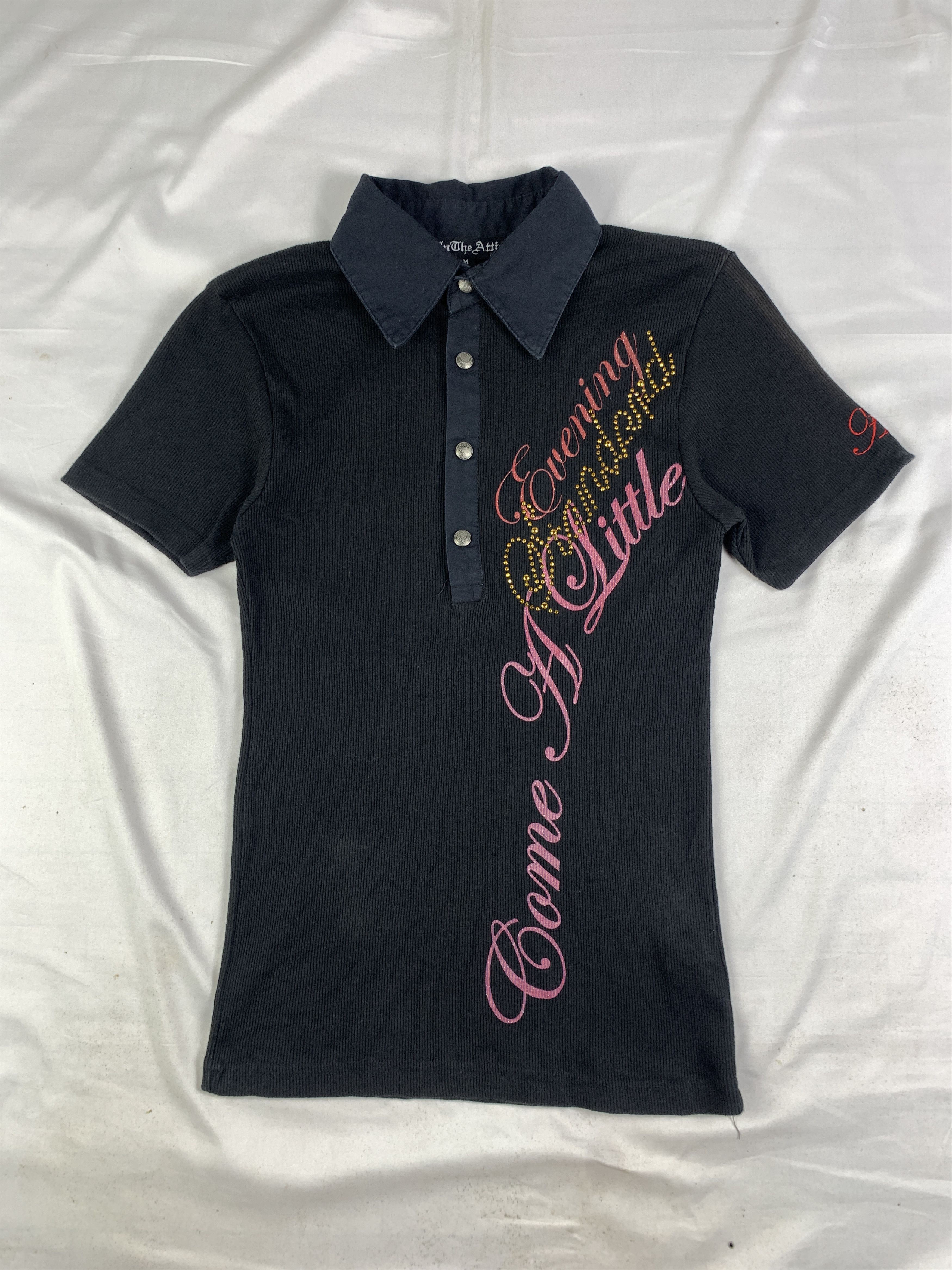 In The Attic In The Attic Black Skull Poem Fitted Polo (M) Size M / US 6-8 / IT 42-44 - 4 Thumbnail
