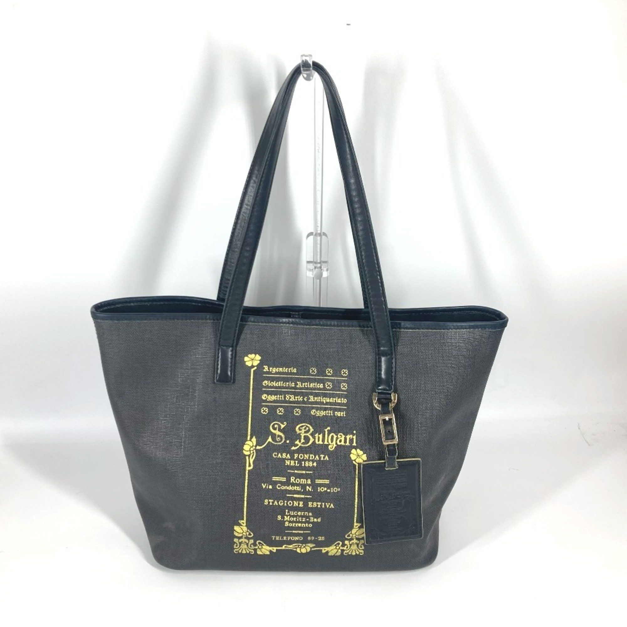 Bvlgari S.bulgari Logo Bag Tote Shoulder Leather Men's Women's Gray in Grey