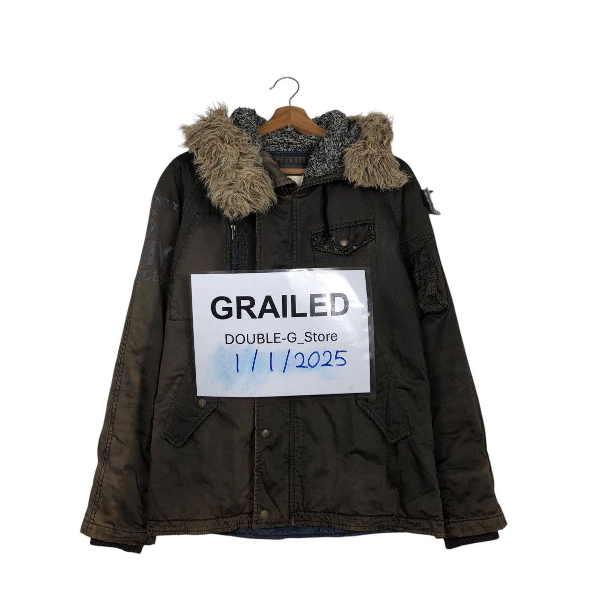 Japanese Brand 📌Purple & Yellow Parka Jacket Fur Hoodie Big Logo Size US S / EU 44-46 / 1 - 1 Thumbnail