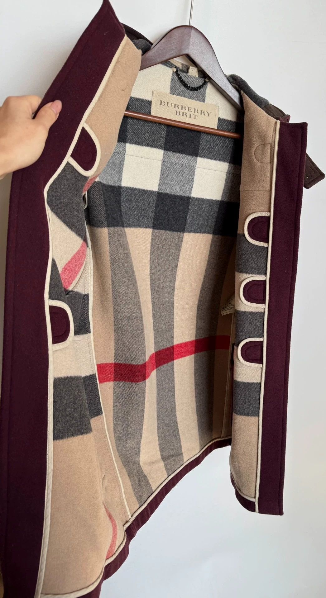 Burberry Burberry Double-Faced Wool Duffle Coat Red/Camel Check Size US M / EU 48-50 / 2 - 4 Thumbnail