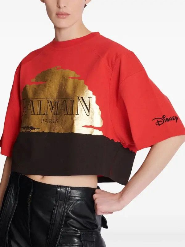 Balmain o1s1wg111225 X Disney The Lion King T-Shirt in Red Size L / US 10 / IT 46 - 3 Thumbnail