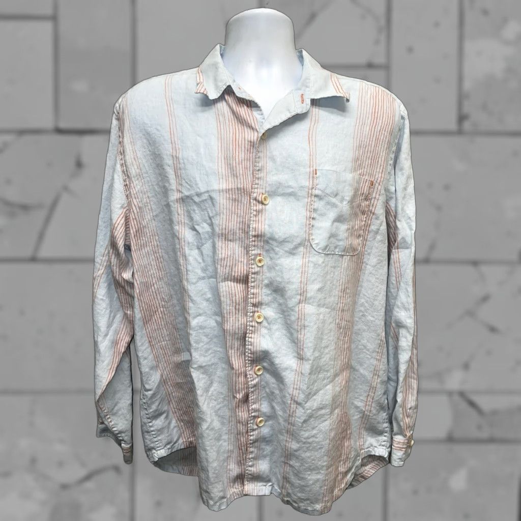 Tommy Bahama Tommy Bahama Shirt Mens L Long Sleeve Button-Down Linen Orange Light Blue Button-Up shirts Size US L / EU 52-54 / 3 - 1 Thumbnail