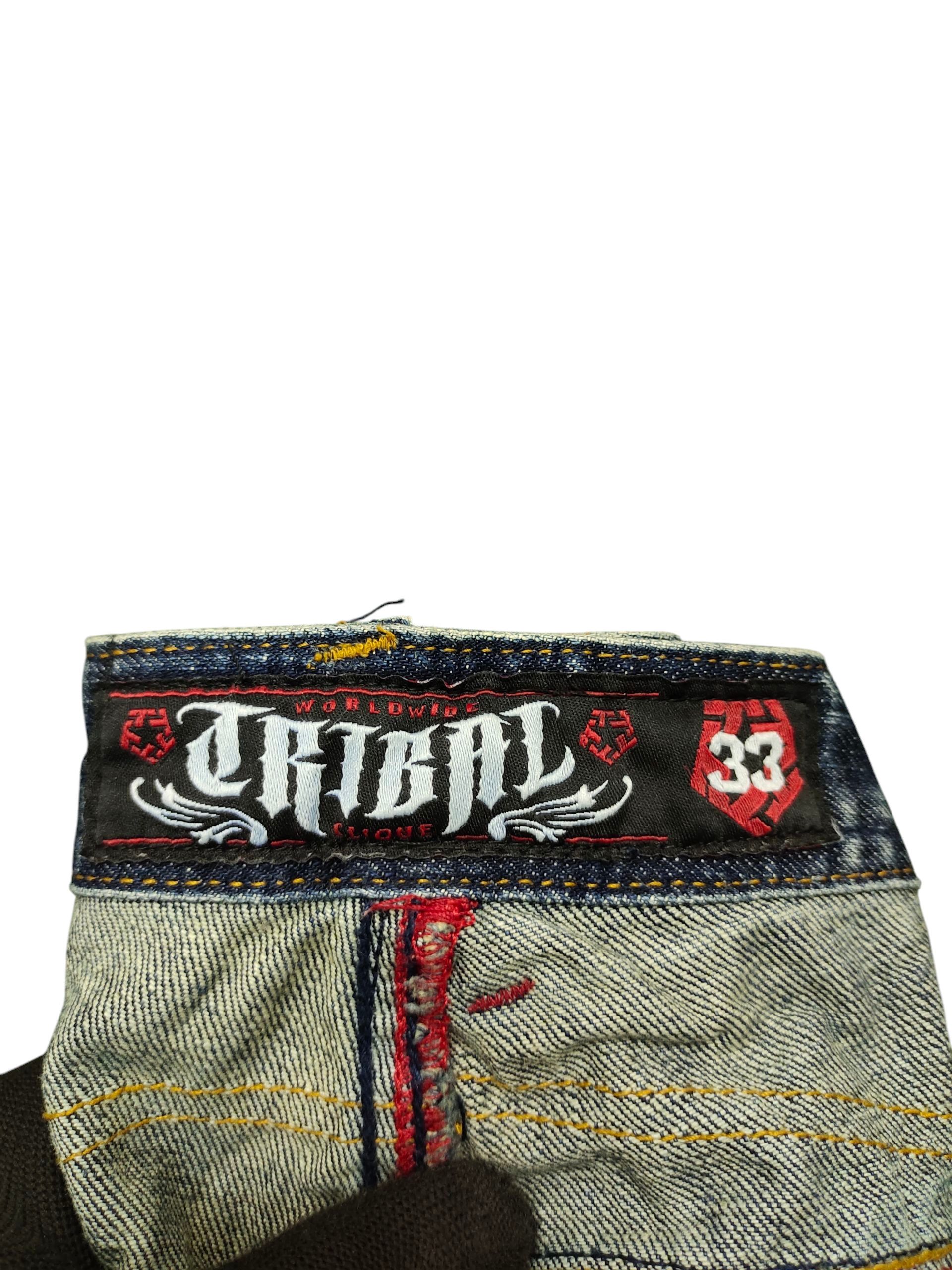 Tribal Streetwear 2000s Tribal Streetwear Embroidered Logo Pocket Denim Jeans Size US 33 - 10 Thumbnail