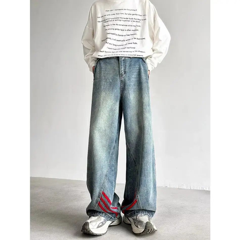 Japanese Brand Retro loose straight leg wide leg slightly flared jeans Size US 32 / EU 48 - 3 Thumbnail