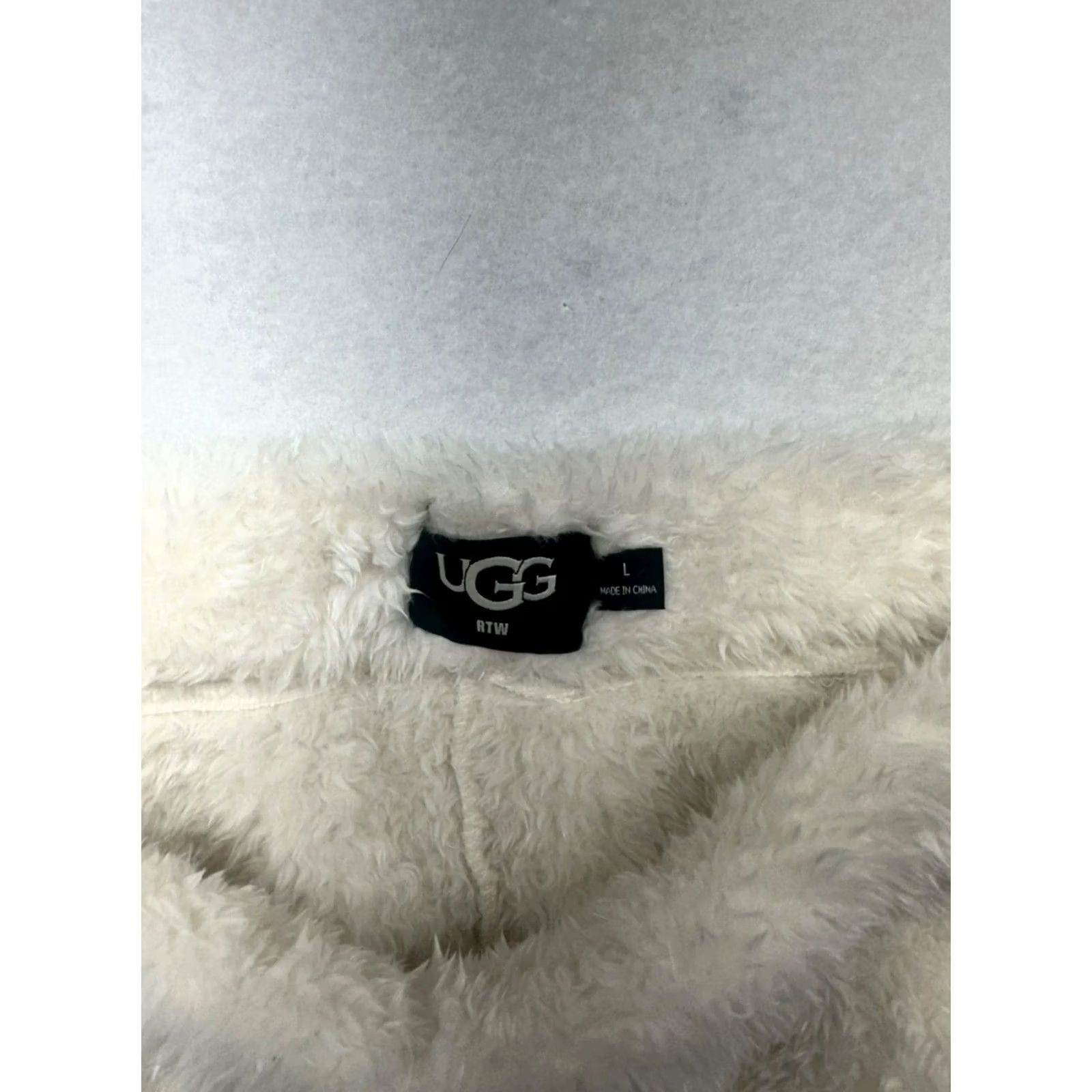 Ugg UGG Womens Lounge Pants L White Polyester Cozy Fleece Solid Adults Women Tapered Leg Size 36" / US 14 / IT 50 - 6 Thumbnail