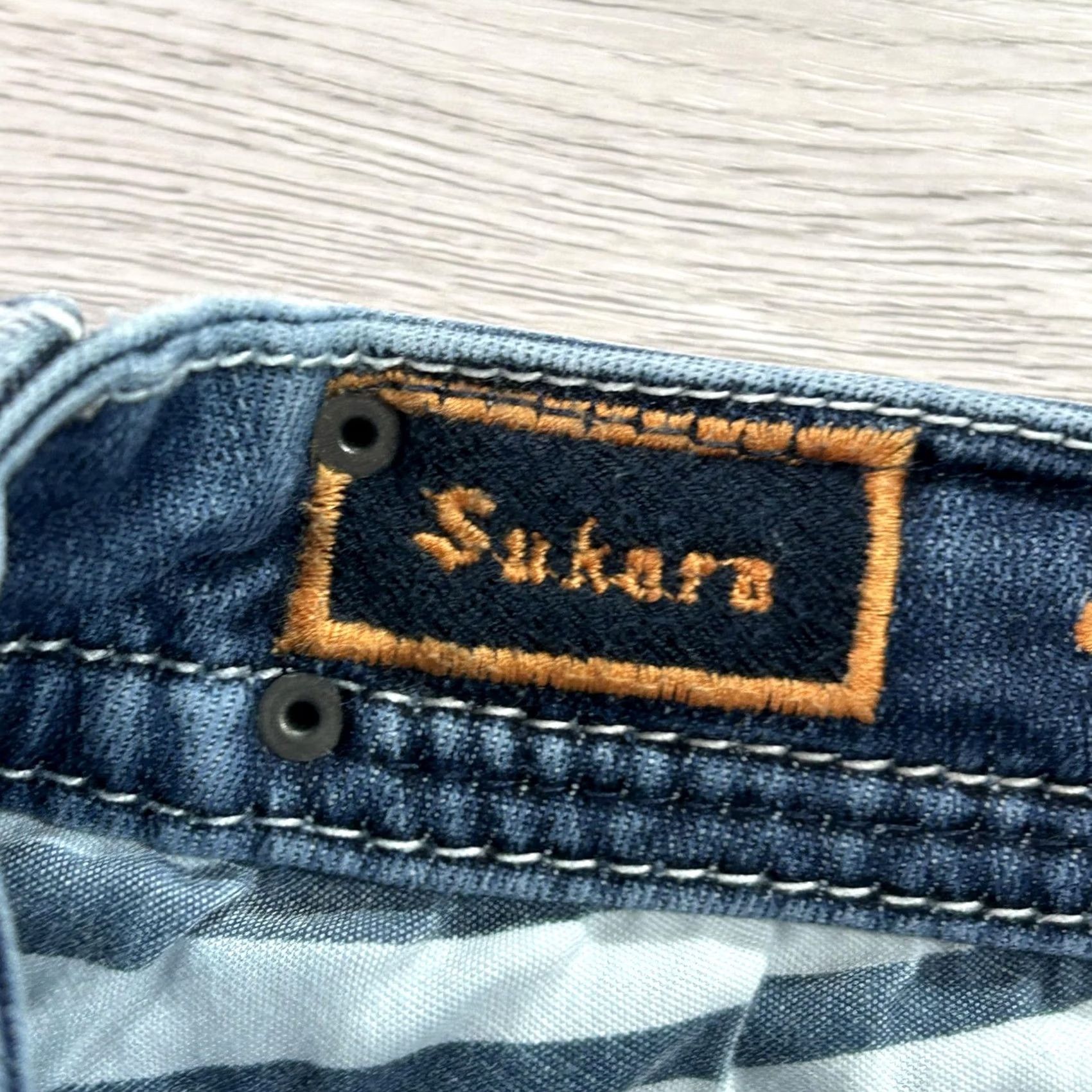 Vintage Rock Revival Jeans Womens 27 Blue Easy Crop Sukara EC3 Distressed Bootcut Denim Jeans Size 27" / US 4 / IT 40 - 5 Thumbnail