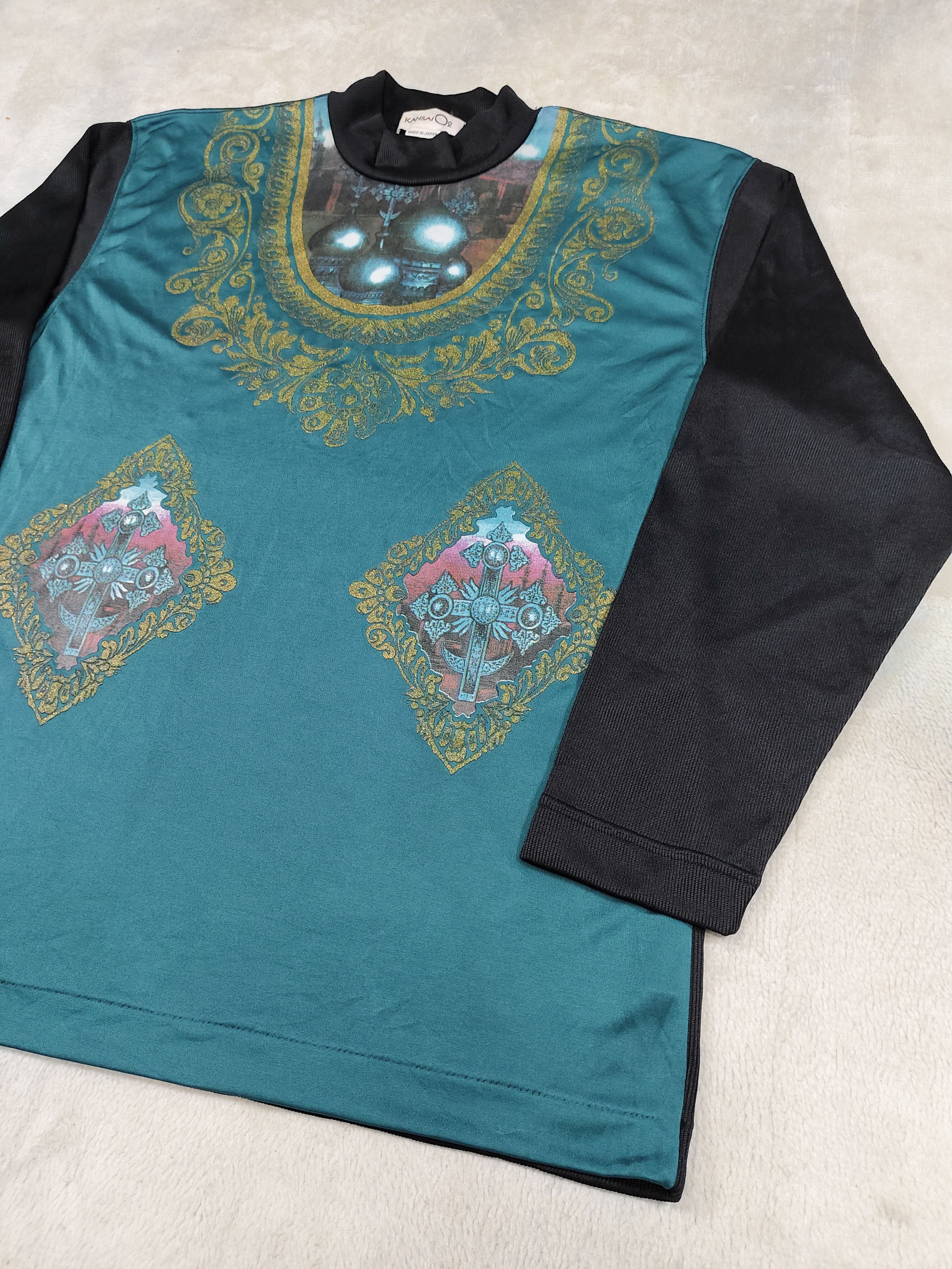 Kansai Yamamoto 80s Kansai O2-Archive Baroque Gothic Cross Graphic Mockneck Size M / US 6-8 / IT 42-44 - 3 Thumbnail