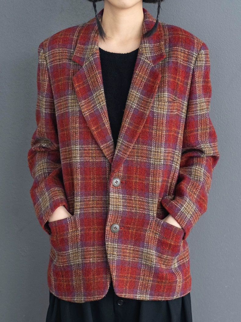 Kenzo KENZO Red checkered wool suit jacket vintage Size XS / US 0-2 / IT 36-38 - 2 Thumbnail