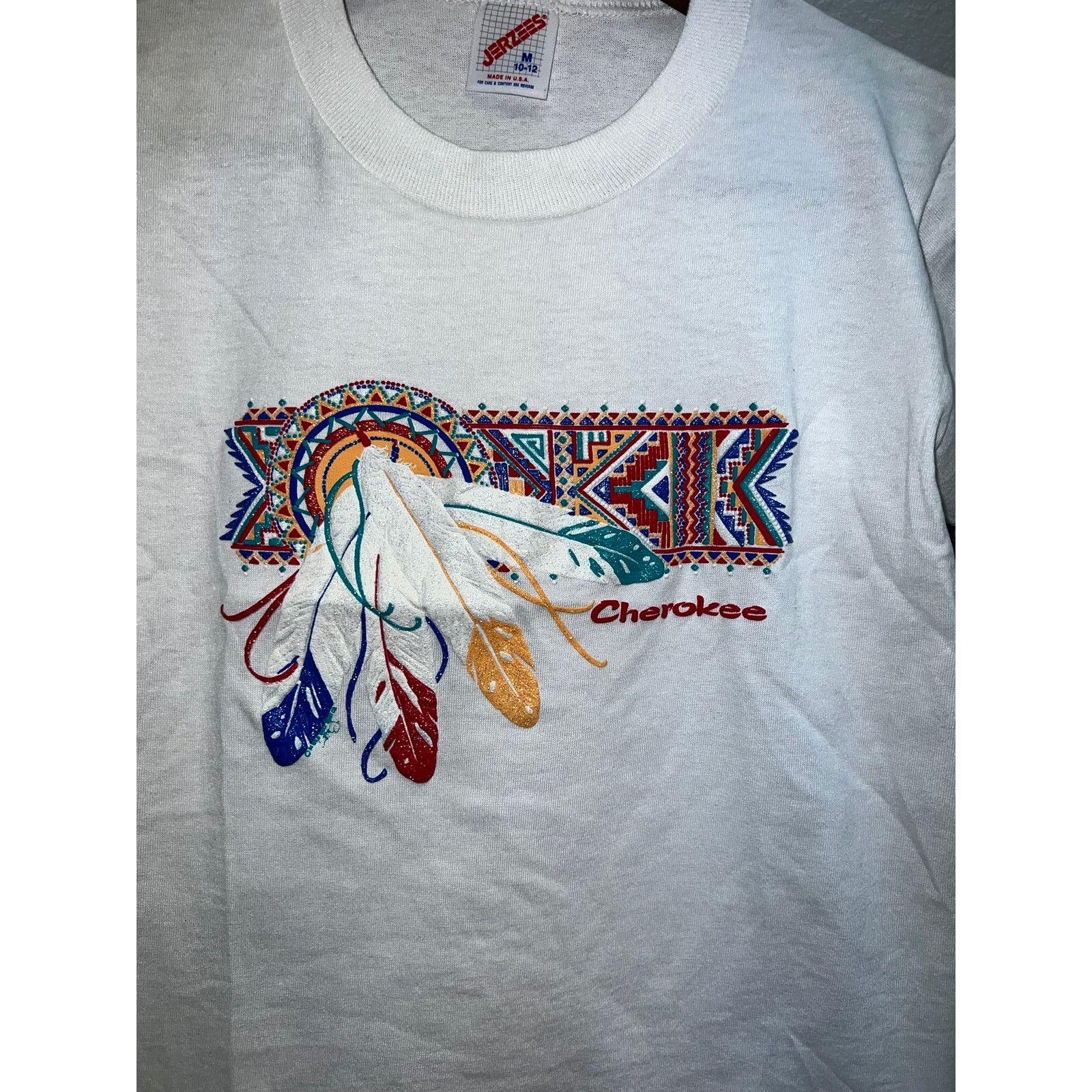 Jerzees 90s Youth Cherokee Native American Feather Shirt Tee Kid's M Size M / US 6-8 / IT 42-44 - 4 Thumbnail
