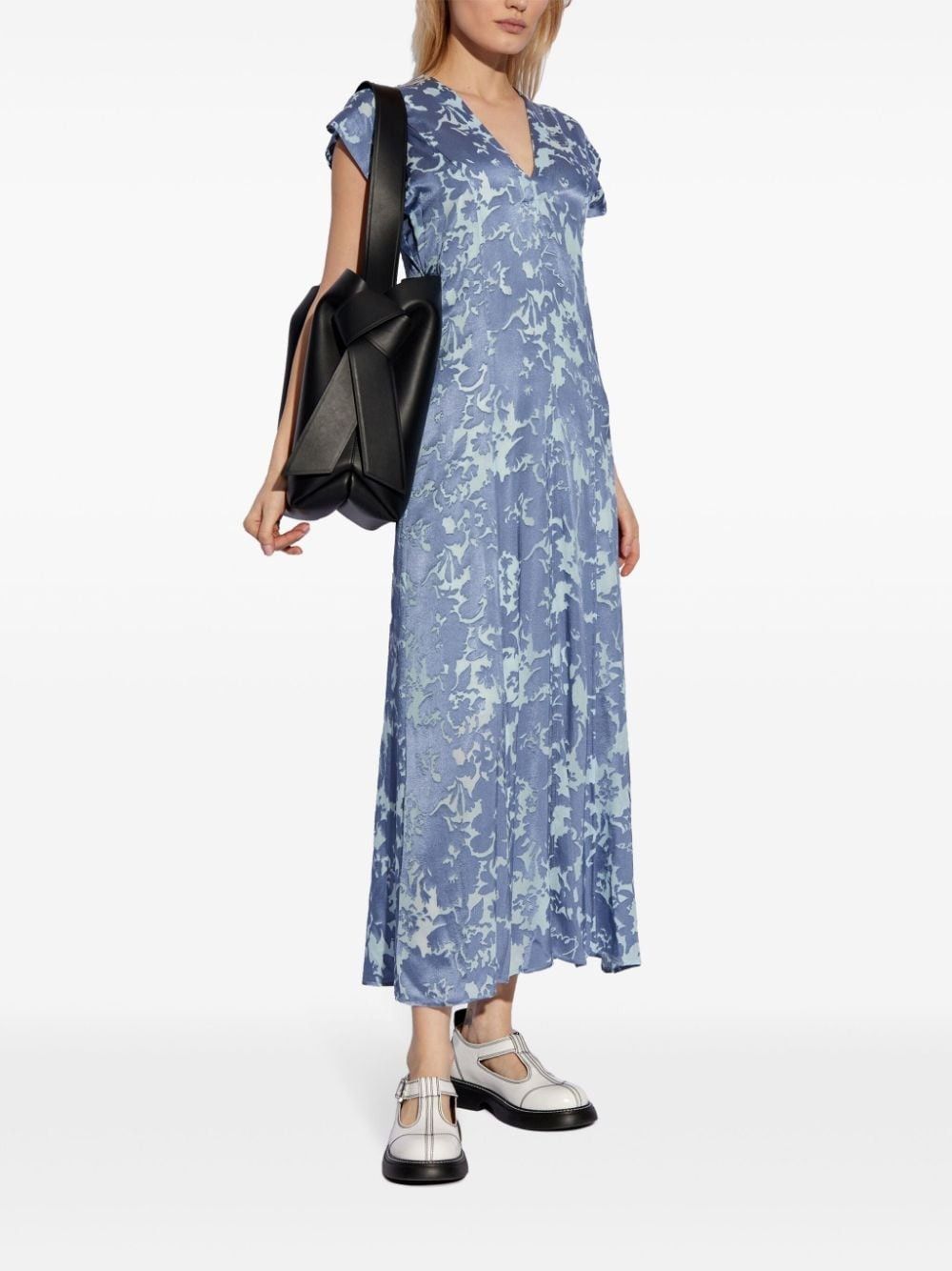 Kenzo o1y1025 V-Neck Maxi Dress in Slate Blue Size S / US 4 / IT 40 - 3 Thumbnail
