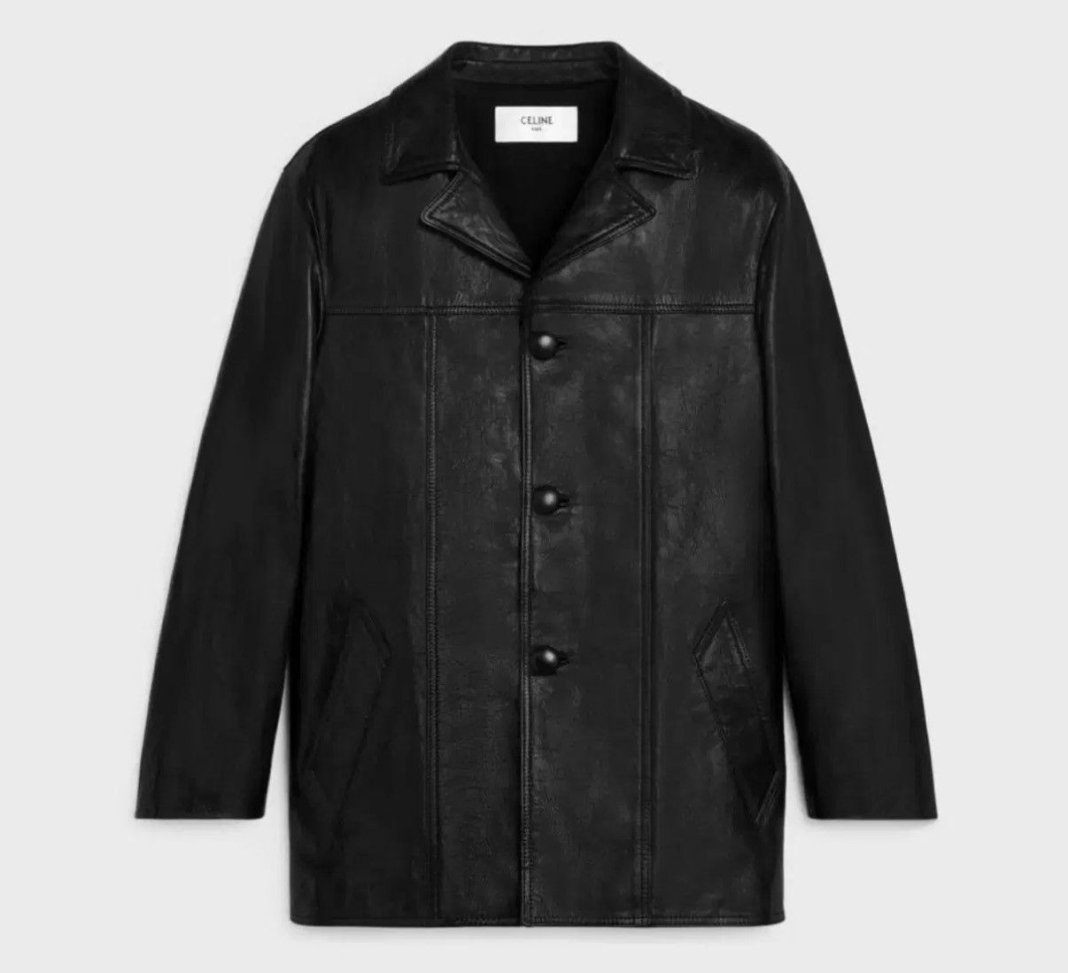 Celine Celine 24FW waxed leather car coat in a soft lambskin sz52 Size US L / EU 52-54 / 3 - 1 Thumbnail