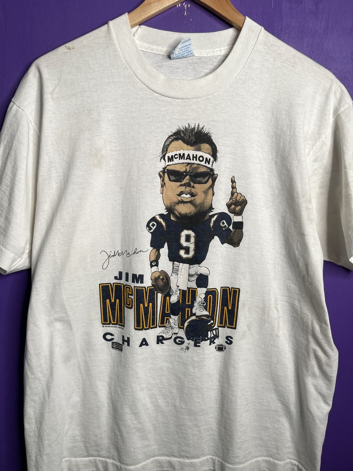 NFL × Salem Sportswear × Vintage Vintage 80s Chargers Jim McMahon player tee Size US L / EU 52-54 / 3 - 3 Thumbnail