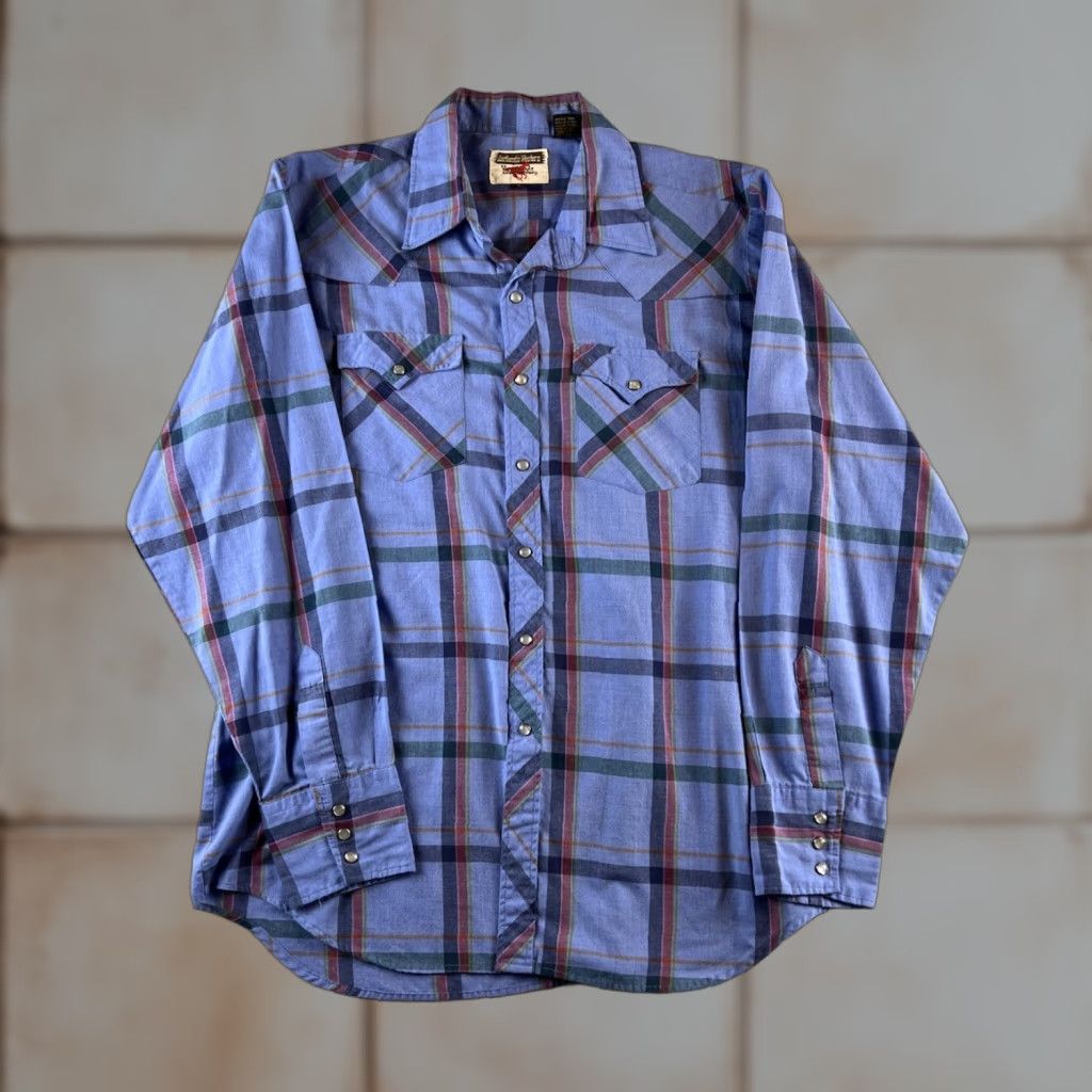 Vintage VINTAGE Authentic Western Youngblood Plaid Shirt Mens L Blue Pearl Snap Cowboy Shirt Size US L / EU 52-54 / 3 - 1 Thumbnail
