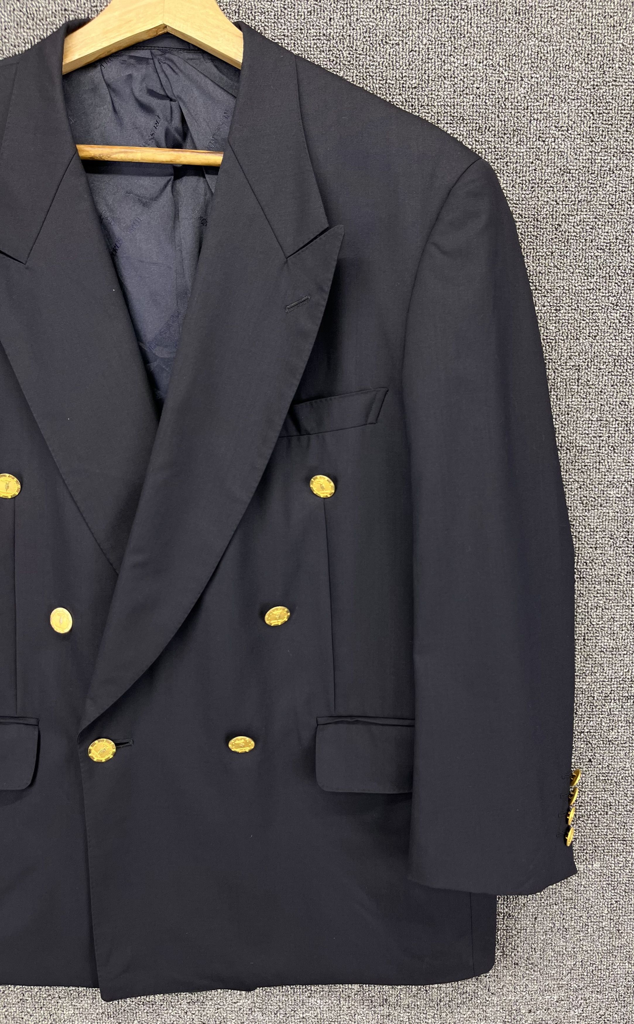 Trussardi Vintage Trussardi Luxury Gold Button Wool Blazer Coat Jacket Size US L / EU 52-54 / 3 - 3 Thumbnail
