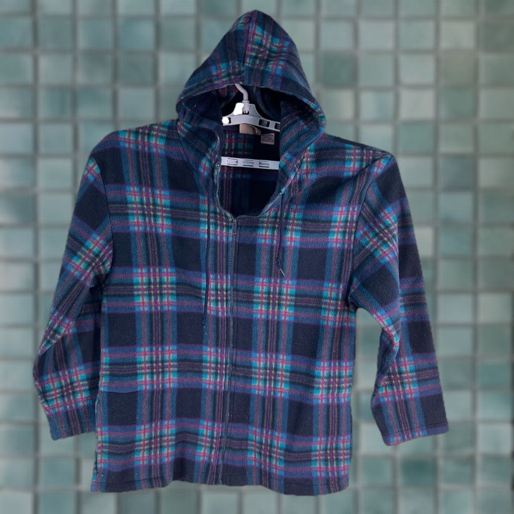 Vintage Southern Expression Full Zip Hooded Fleece Sweatshirt Plaid Men’s Size L Blue Size US L / EU 52-54 / 3 - 1 Thumbnail