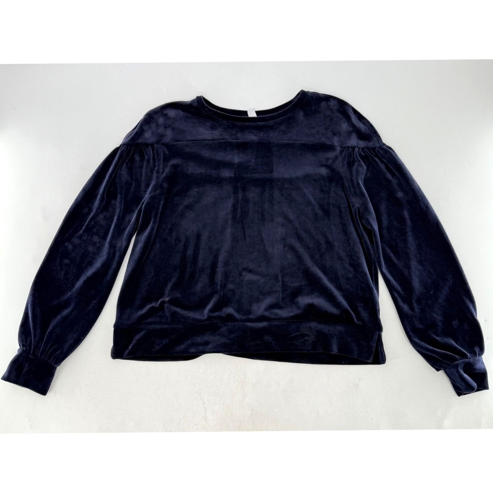 Vintage BP Women's Velour Balloon Sleeve Crewneck Top Blue Size Medium Shirt Blouse Adult Womens 90s? Size M / US 6-8 / IT 42-44 - 4 Thumbnail