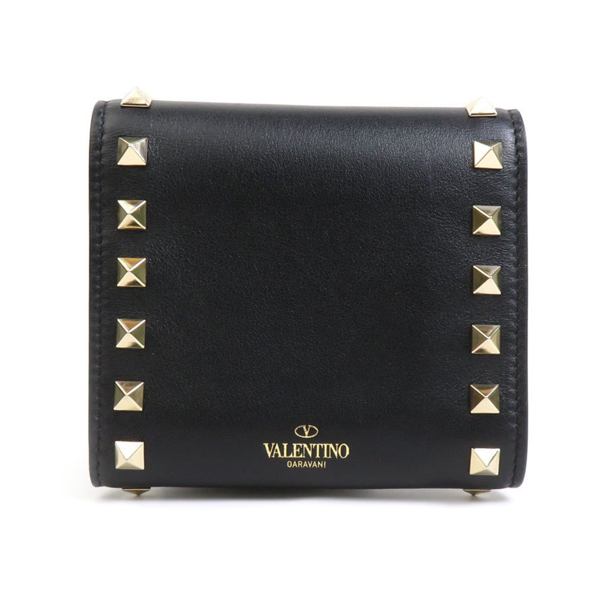 Valentino Valentino Garavani Tri-fold Wallet Leather Black Women's H30635G Size ONE SIZE - 1 Thumbnail