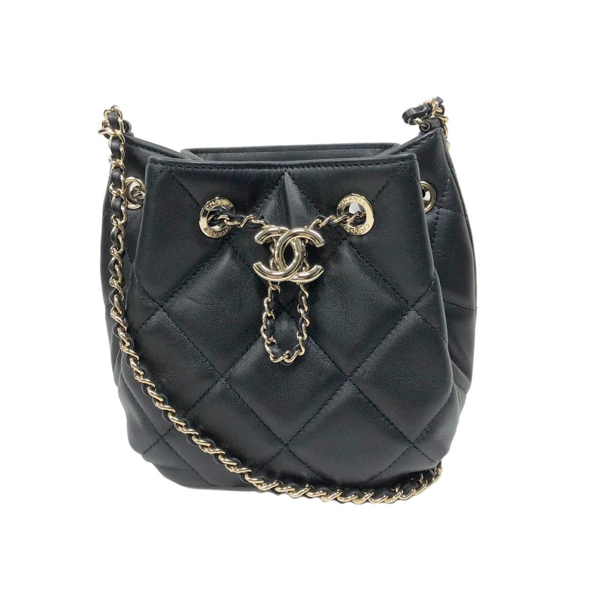 image of Chanel Small Chain Shoulder Bag Sheep Leather Lambskin Black, Women's