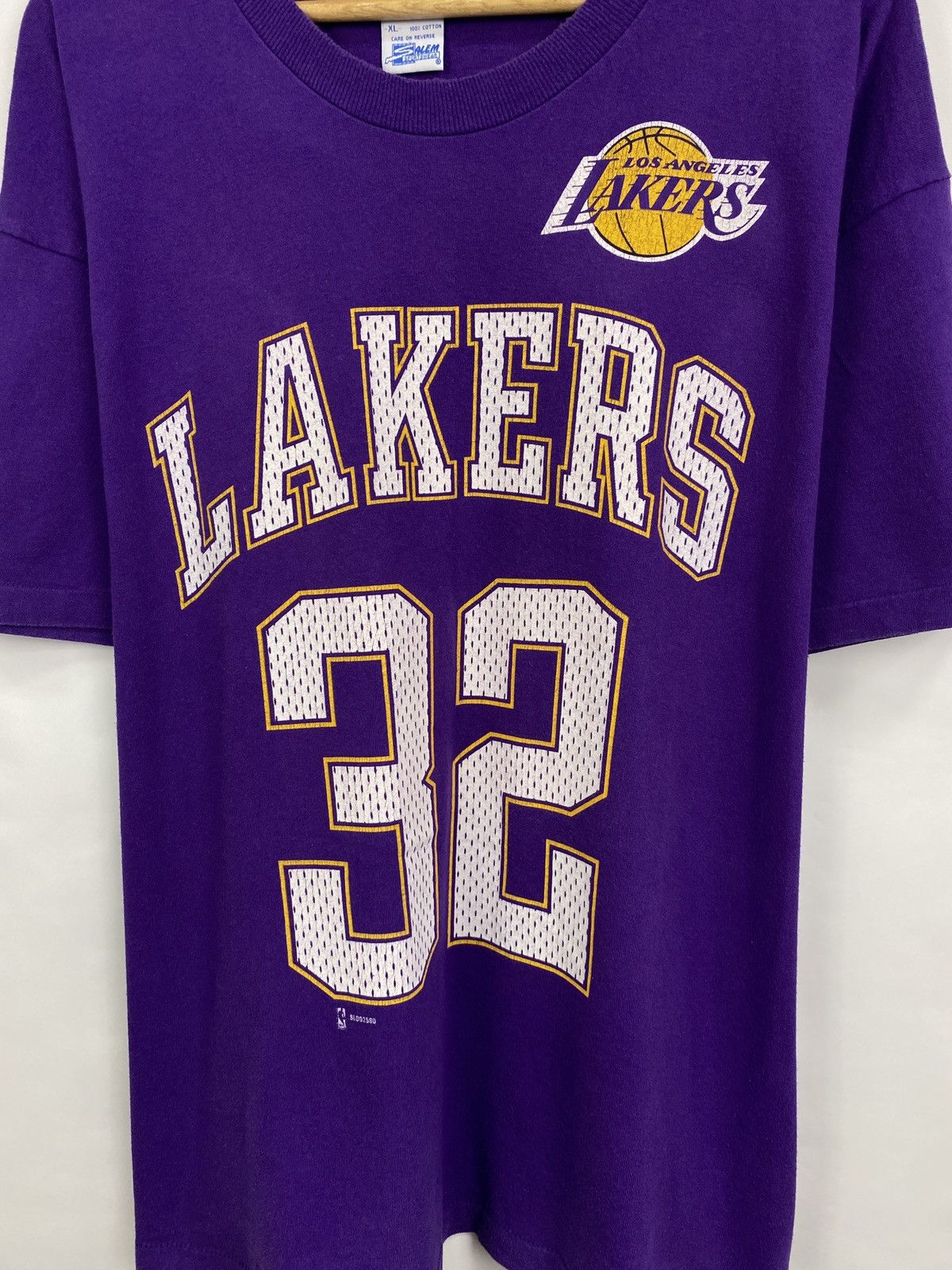 NBA × Salem Sportswear × Vintage 🇺🇸 Vintage 90s Magic Johnson Los Angeles Lakers T-Shirt Retro Size US XL / EU 56 / 4 - 4 Thumbnail