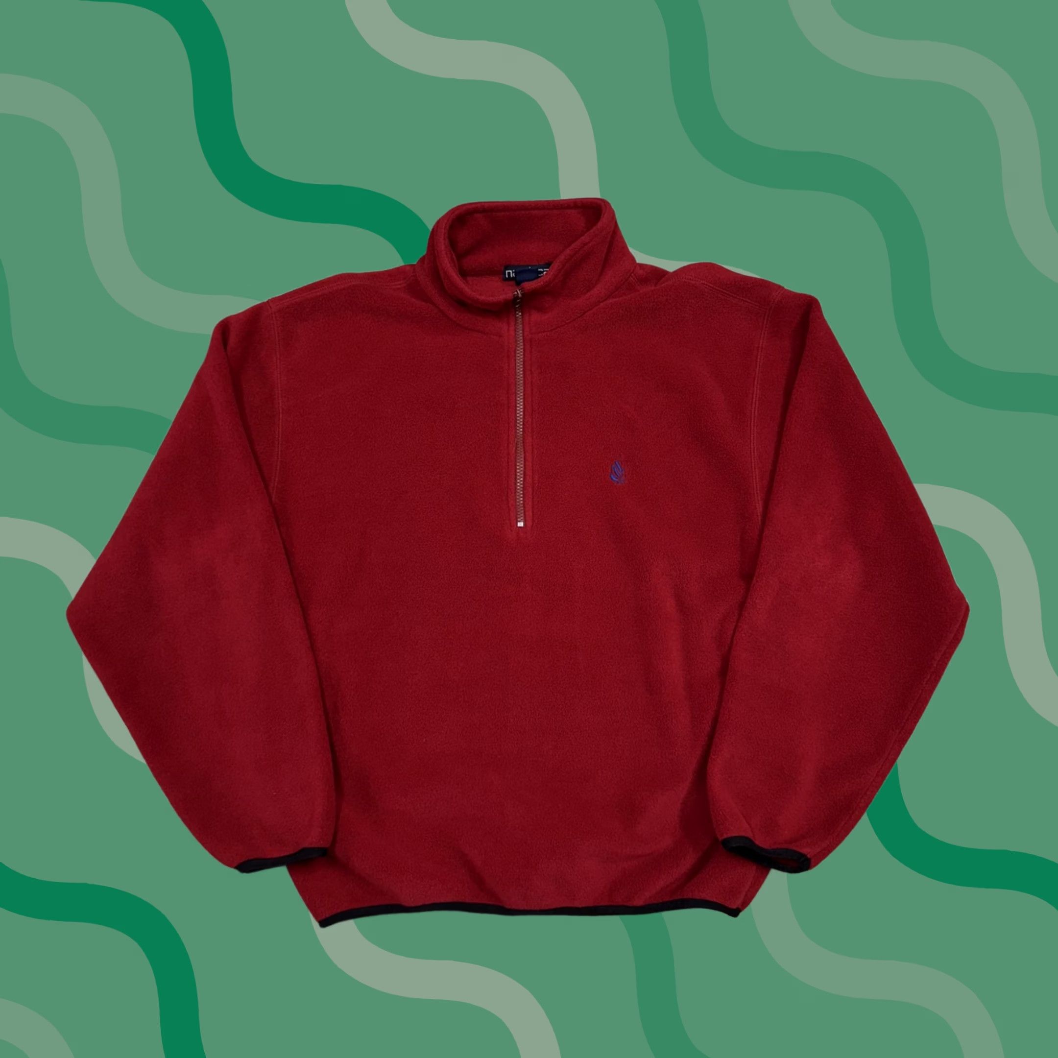 Nautica Nautica Pullover Mens Small Red 1/4 Zip Fleece Embroidered Sail Made USA Sweatshirt Polyester Zipper Logo Solid Pattern Boys/Mens? Size US S / EU 44-46 / 1 - 1 Thumbnail
