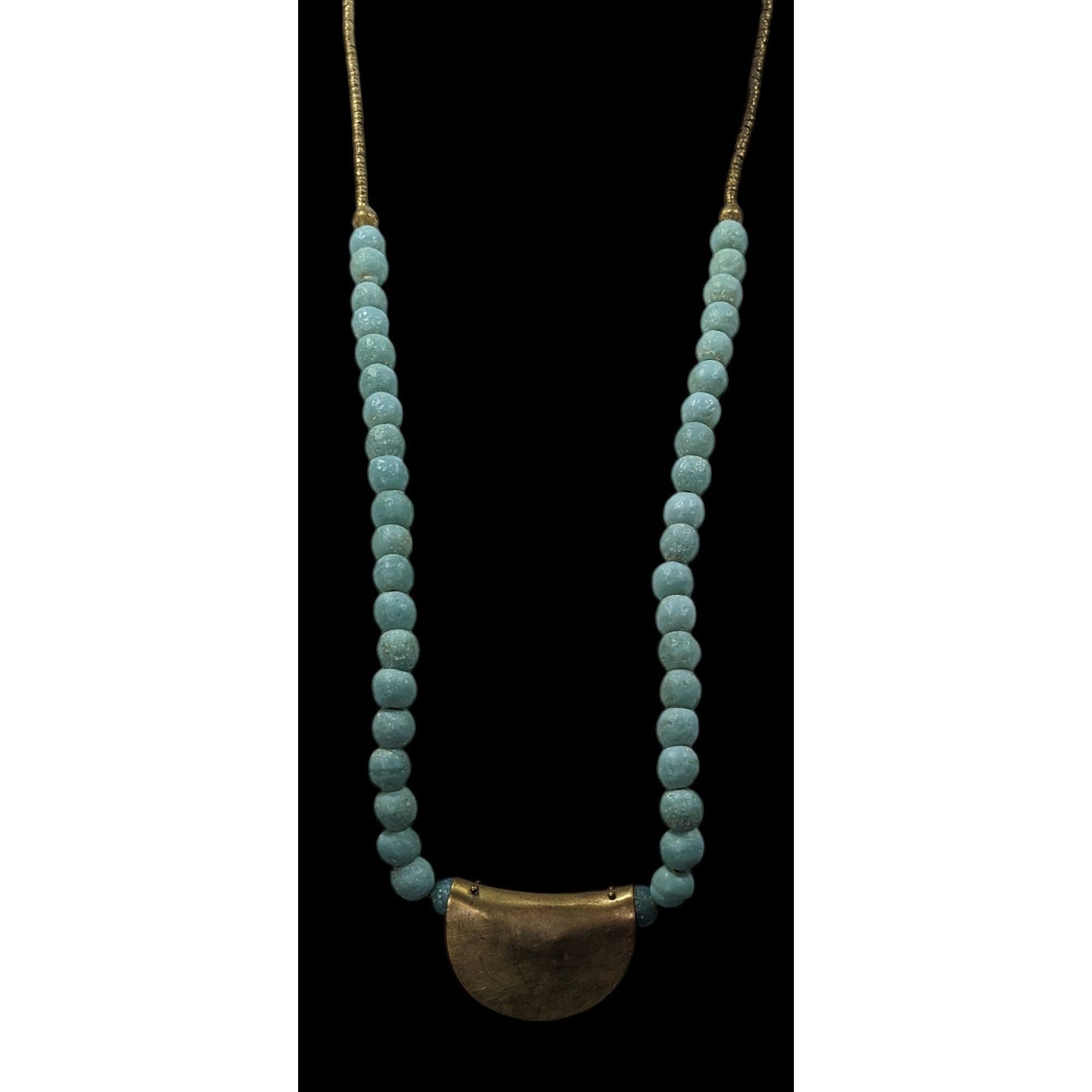 Other Brutalist Bohemian Blue Stone Beaded Bronze Pendant Necklace Size ONE SIZE - 2 Thumbnail