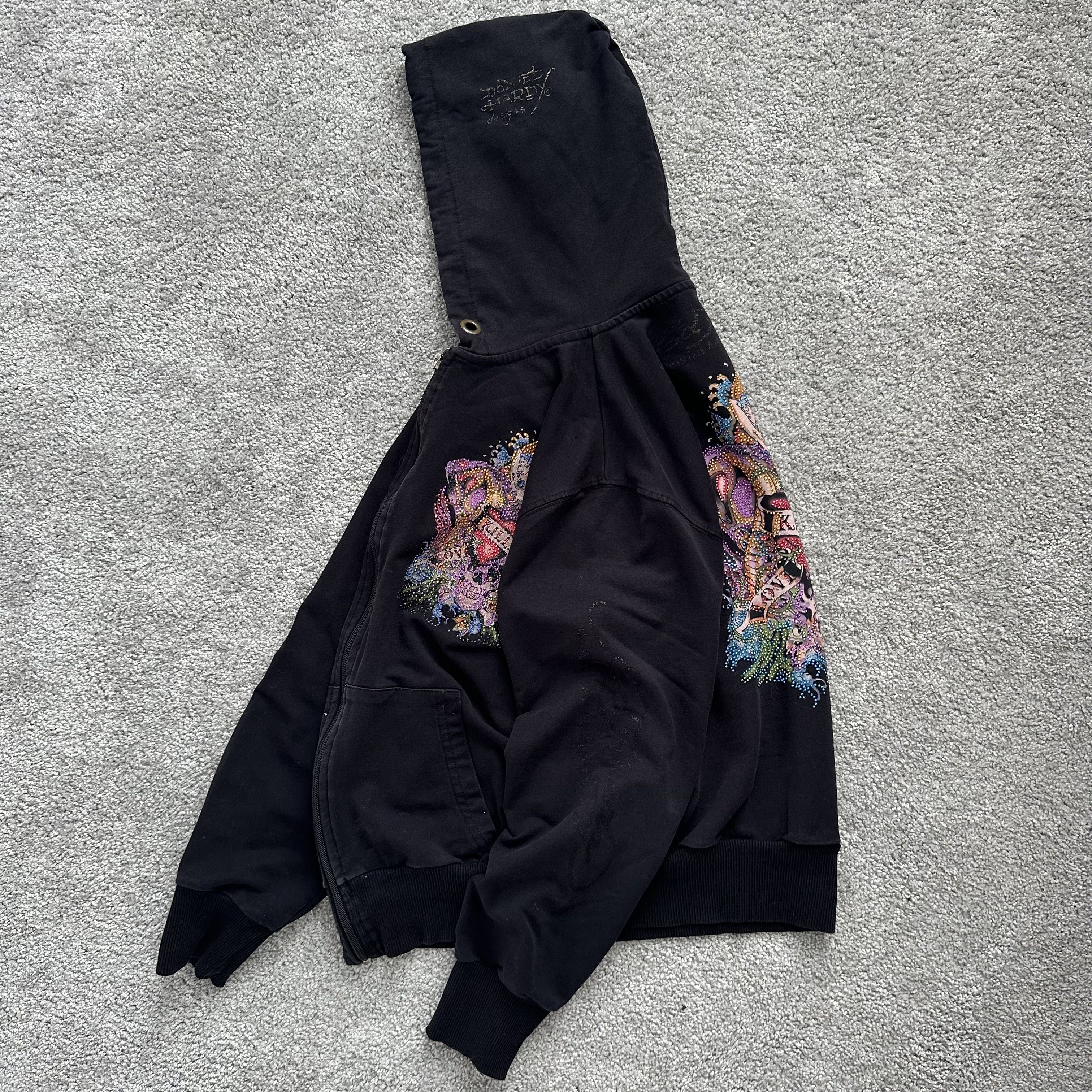 Christian Audigier Ed Hardy Zip Up Big Logo y2k Baggy Hoodie Size US XS / EU 42 / 0 - 4 Thumbnail