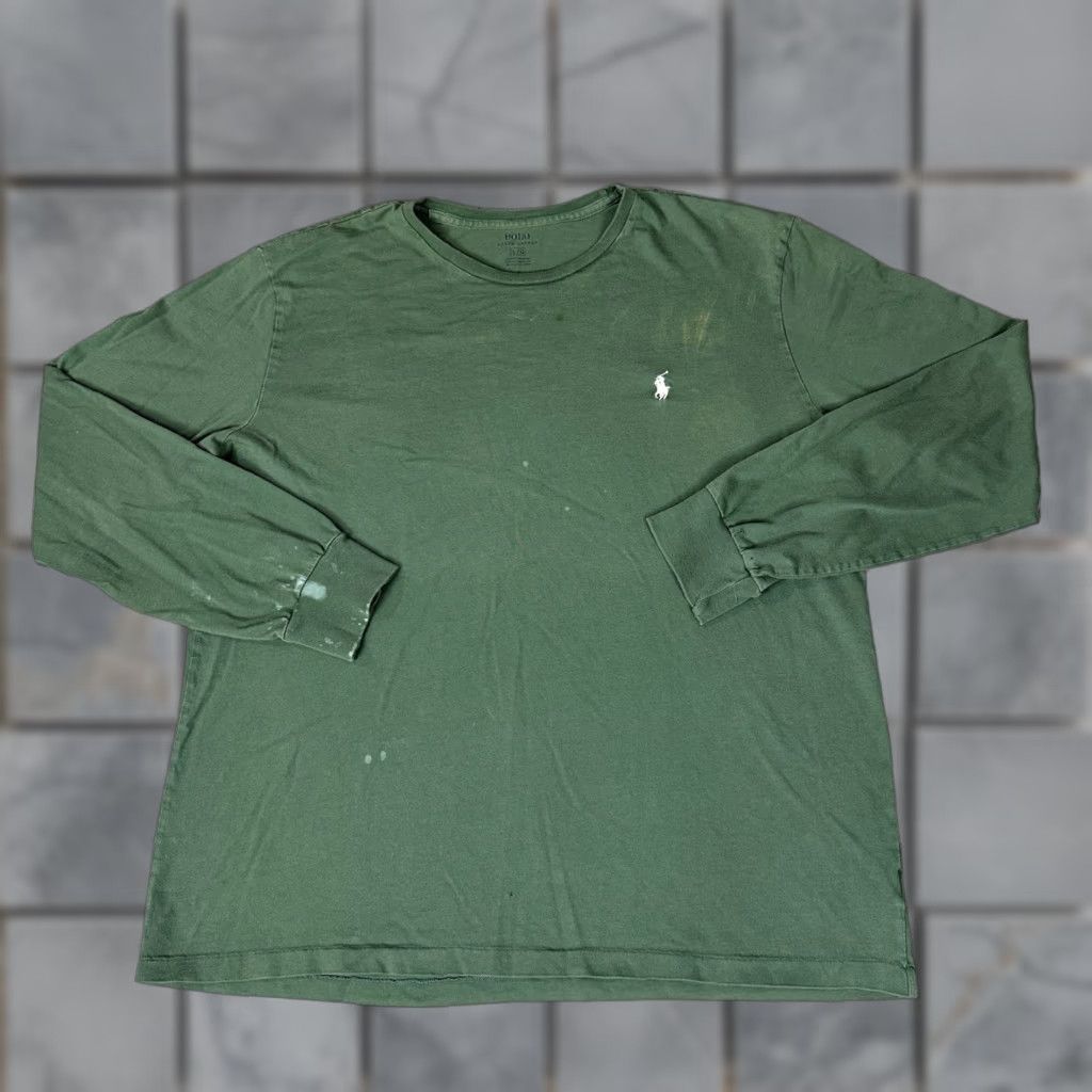 Polo Ralph Lauren Polo Ralph Lauren Shirt Mens Large Green Long Sleeve Pony Logo Distressed White Size US L / EU 52-54 / 3 - 1 Thumbnail
