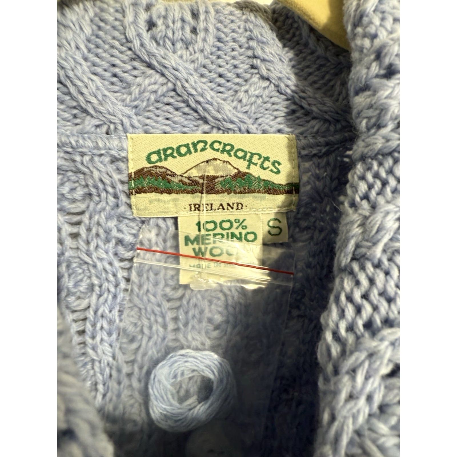 Vintage Aran Crafts Ireland Fisherman's Sweater Cardigan Blue Women Sz S Merino Pockets Size S / US 4 / IT 40 - 7 Thumbnail