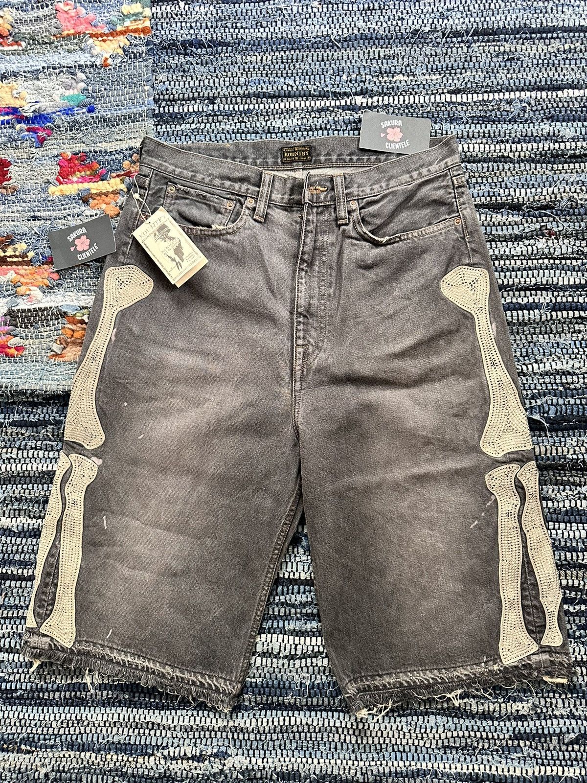 Kapital × Kapital Kountry Kapital 14oz Denim 5P Bone Shorts Pants (Bone Embroidery) Size US 36 / EU 52 - 1 Thumbnail