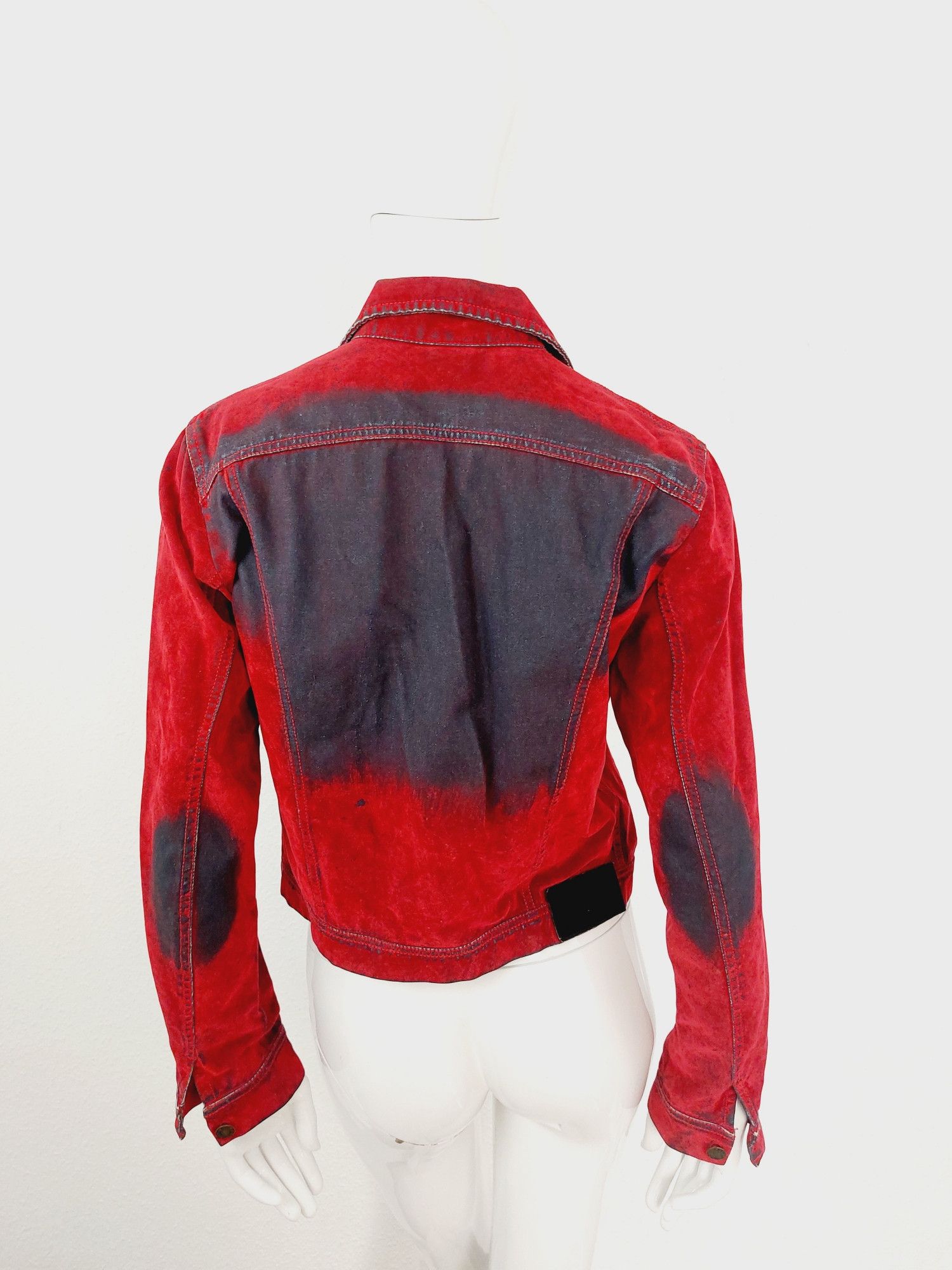 plein sud Plein Sud Red Blood Velvet Shadow Tar Denim Jacket Size M / US 6-8 / IT 42-44 - 16 Thumbnail
