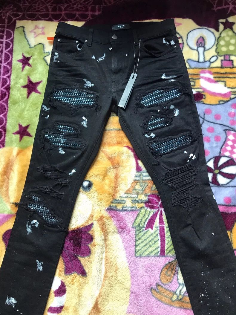 Amiri Amiri high-end customization ice blue diamond art ink blac Size US 32 / EU 48 - 2 Thumbnail