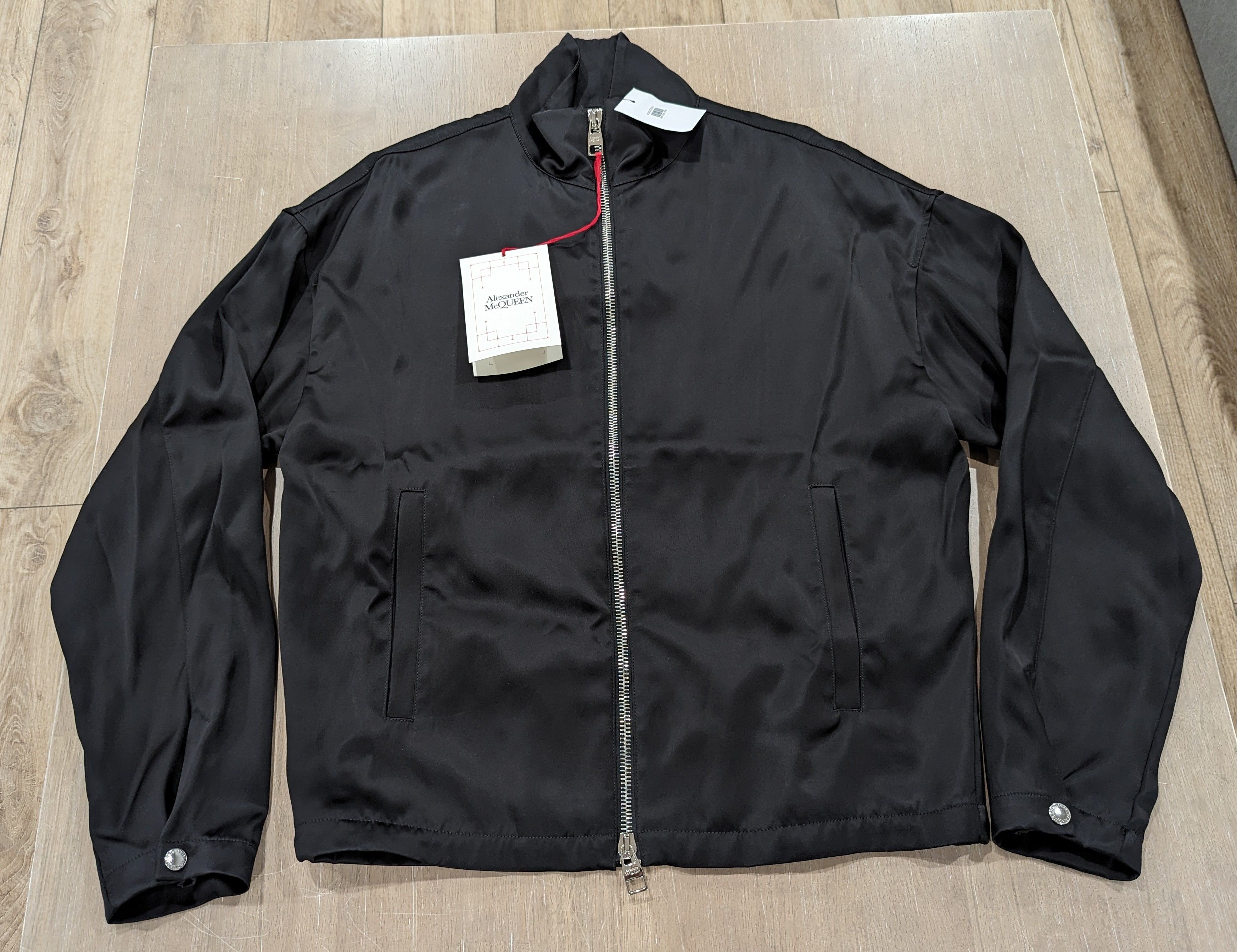 Mens Alexander McQueen Sporty Satin Jacket Black 50 