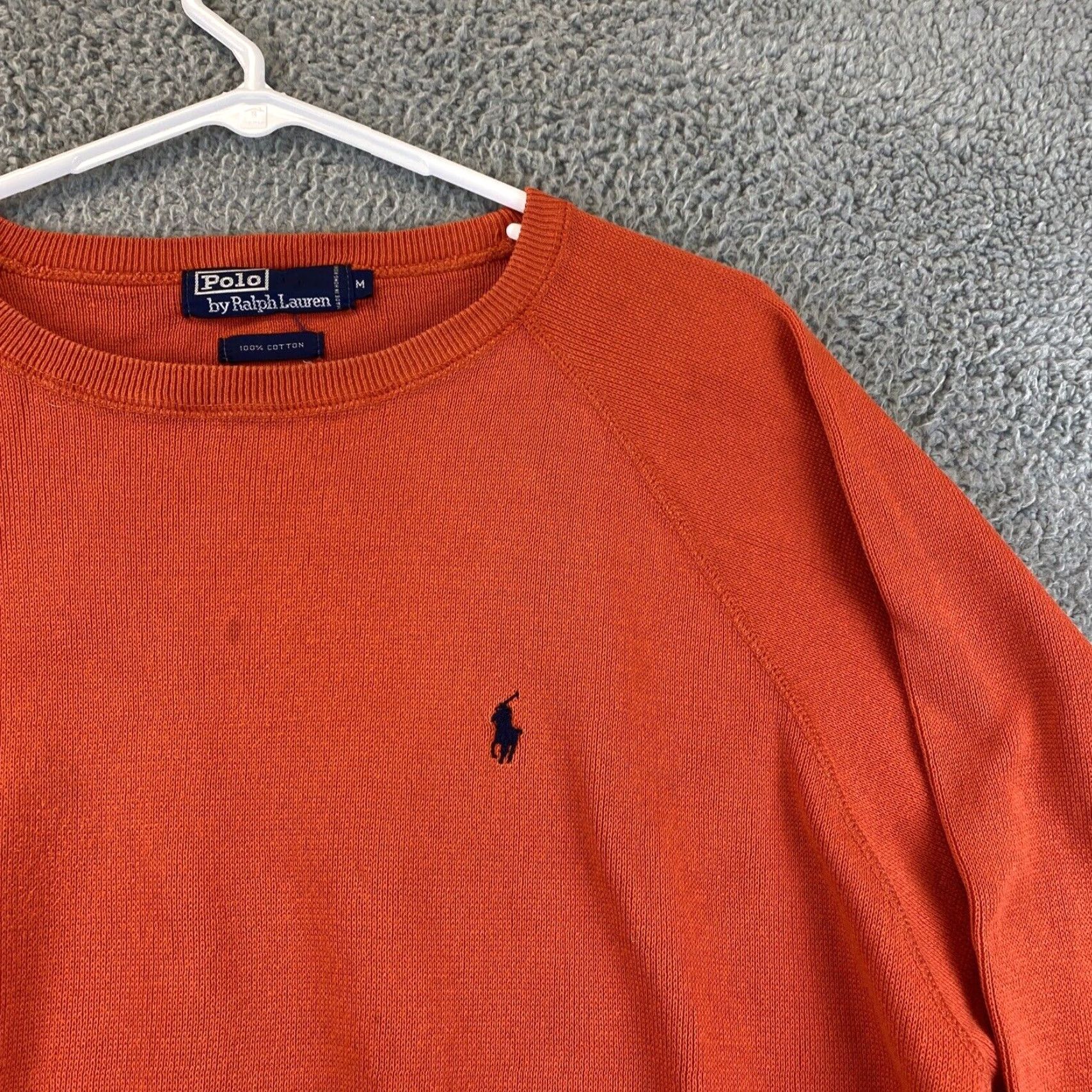 Polo Ralph Lauren Polo Ralph Lauren Men Medium Sweater 100% Cotton Orange Long Sleeve Crew Neck Tight-Knit Regular Fit Pullover / 56-10 Size US M / EU 48-50 / 2 - 2 Thumbnail