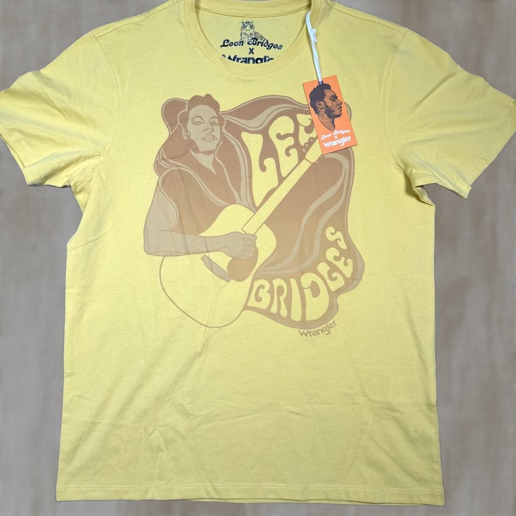 Wrangler Leon Bridges X Wrangler Shirt Mens Medium Yellow Guitar Graphic Tee Size US M / EU 48-50 / 2 - 1 Thumbnail