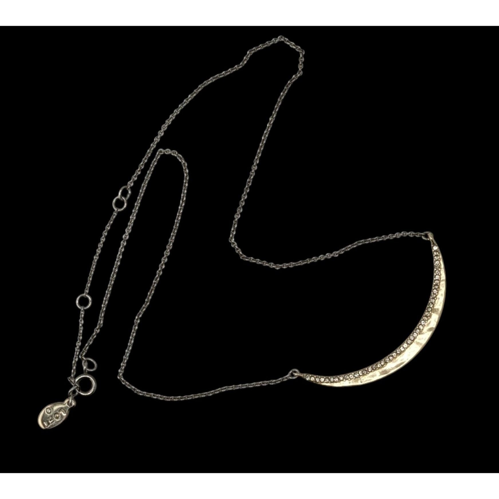Loft Preppy Loft Crescent Moon Necklace Gold Tone With Rhinestone Size ONE SIZE - 1 Thumbnail