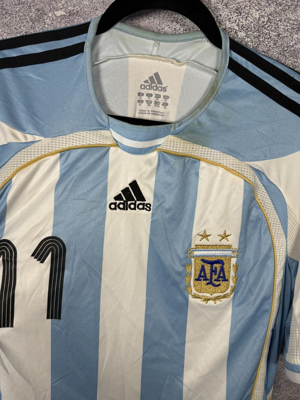 Adidas TEVEZ Argentina National Team 2006 Adidas Soccer Jersey Size US XL / EU 56 / 4 - 8 Thumbnail