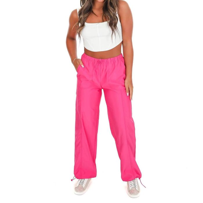 Designer LE LIS Top Priority Parachute Pants In Hot Pink | Grailed