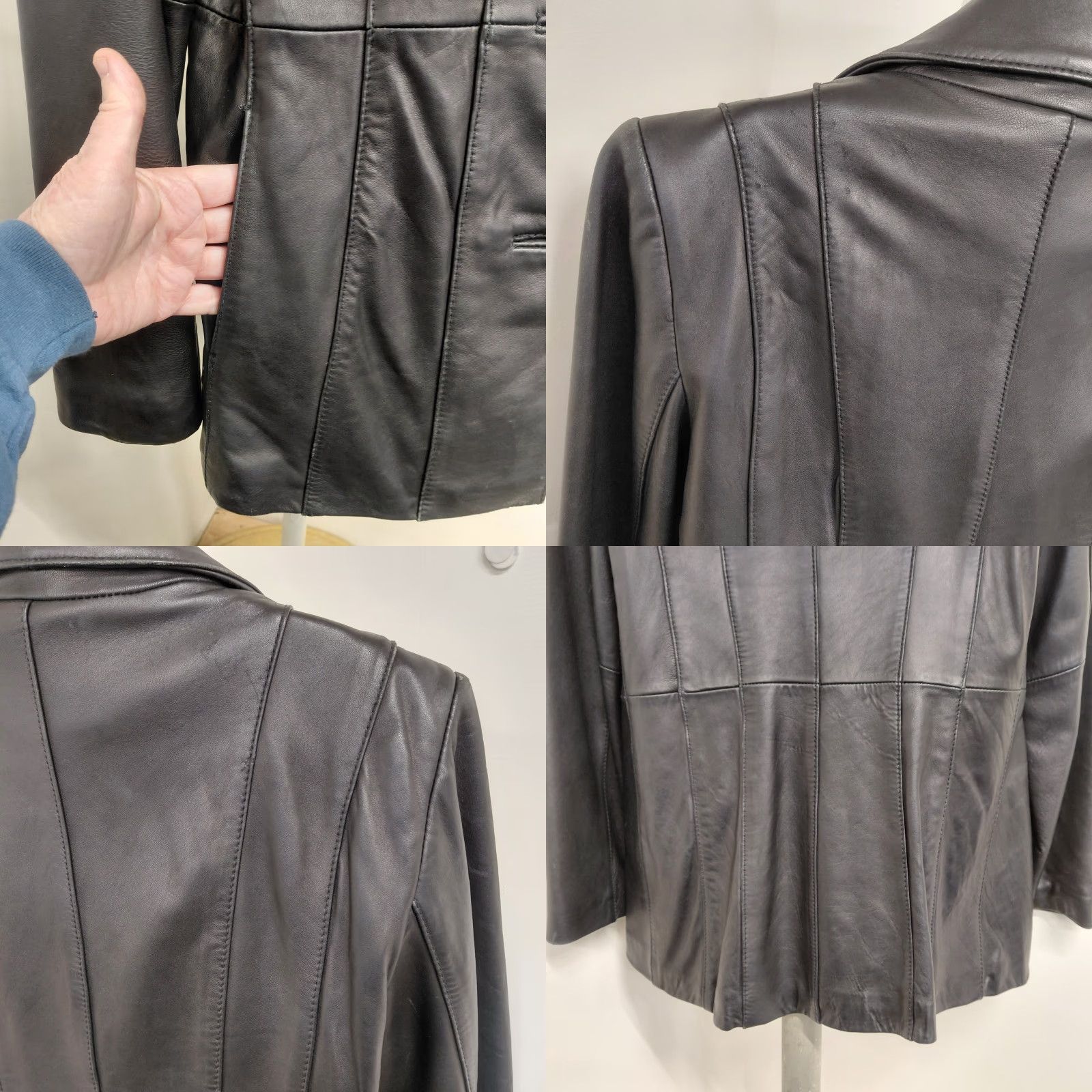 Worthington Worthington Genuine Lambskin Leather Jacket Women's Large Black Button Up Jacket Mid-Length Long Sleeve Lined Lightweight Super Soft Size L / US 10 / IT 46 - 8 Thumbnail