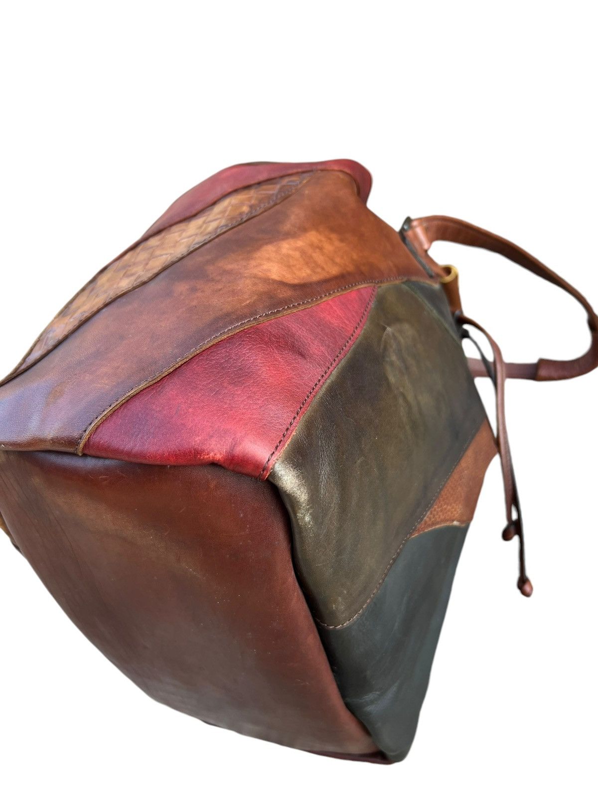 Leather Vintage K. Murata Japan Fade Patina Patchwork Tote Bag Size ONE SIZE - 15 Thumbnail