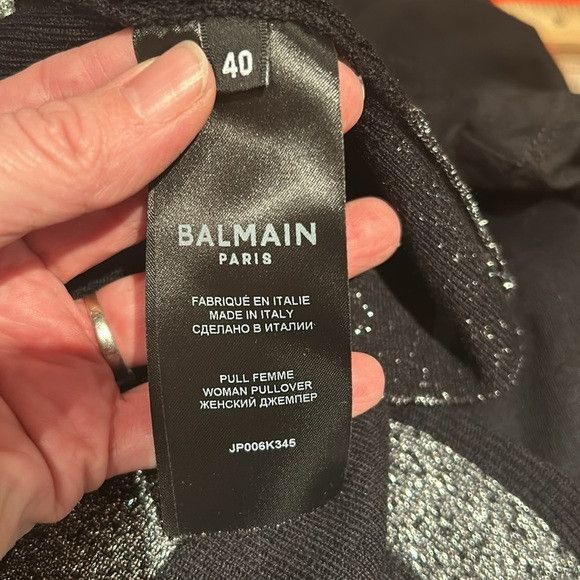 Balmain BALMAIN wool cashmere Lurex Striped Cropped Knit Hoodie 40 Size S / US 4 / IT 40 - 10 Thumbnail