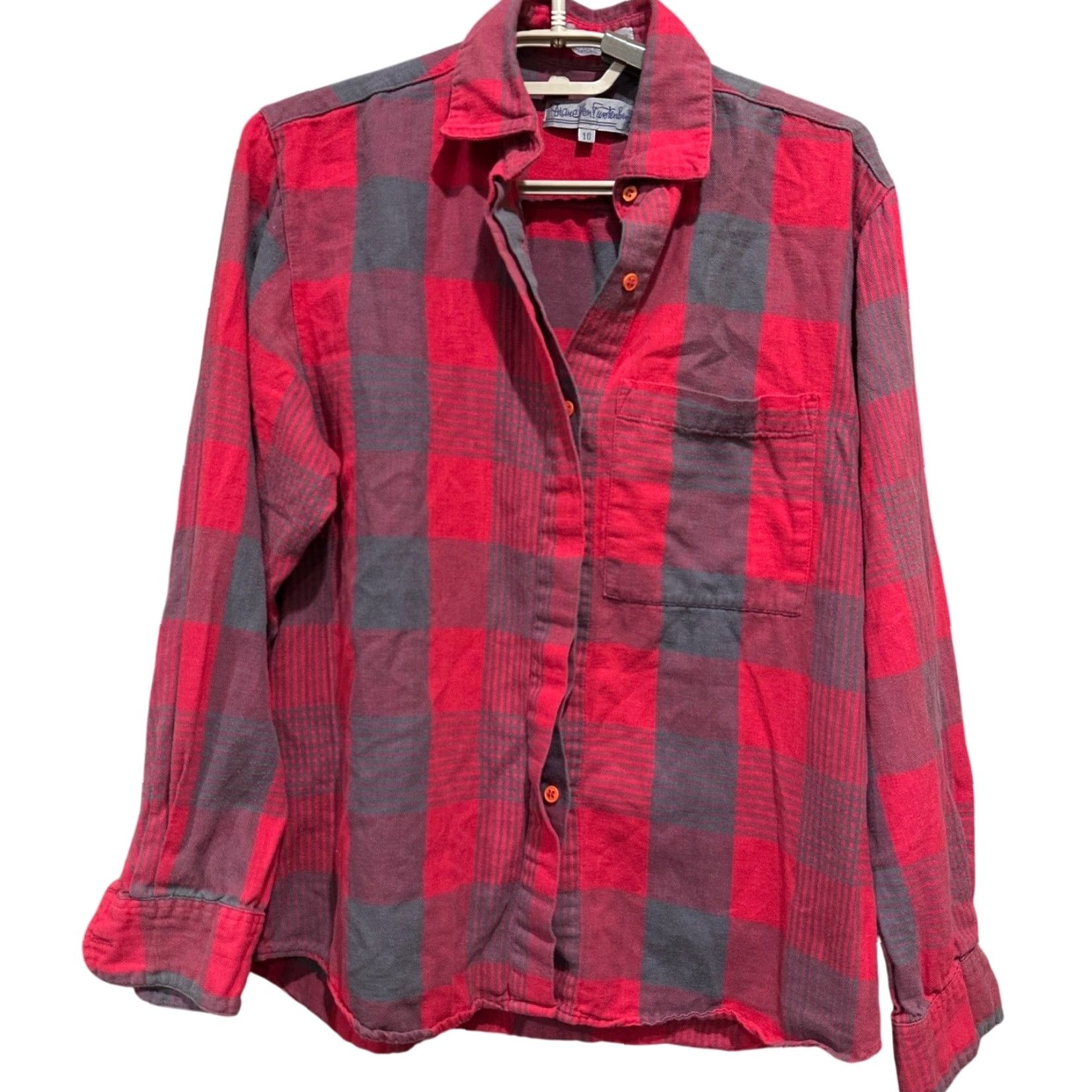 Diane von Furstenberg VINTAGE Diane von Furstenberg Shirt Women 10 Red Plaid 100% Cotton Button-Up Long Sleeve Size 10 Regular Womens Size L / US 10 / IT 46 - 5 Thumbnail