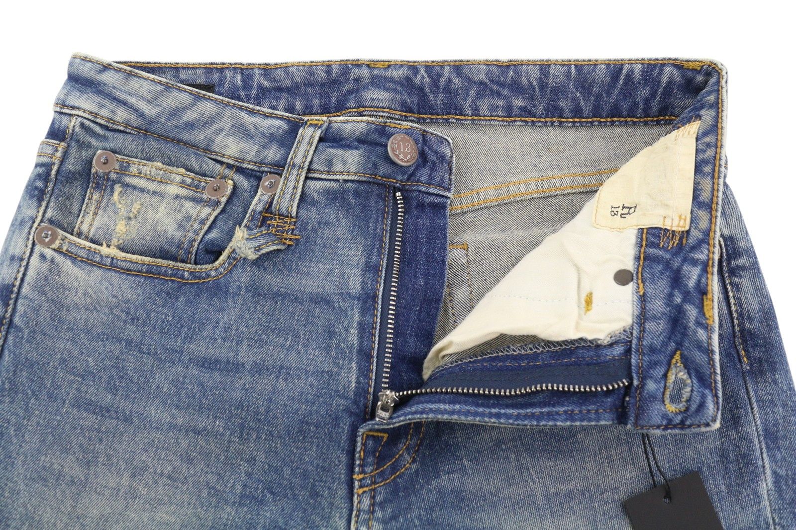 R13 KICK FIT 26 Kelly Stretch Washed Faded Ankle Cropped 86324 Size 26" / US 2 / IT 38 - 5 Thumbnail
