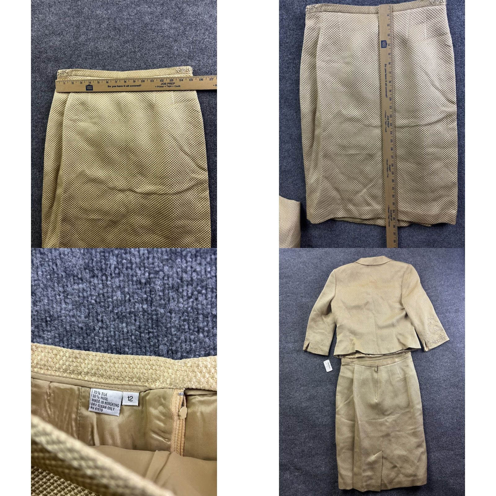Vintage VINTAGE Rickie Freeman for Teri Jon Skirt Suit Womens 12 Gold Wool Jacquard 2 Piece Lined Size 34" / US 12 / IT 48 - 8 Thumbnail