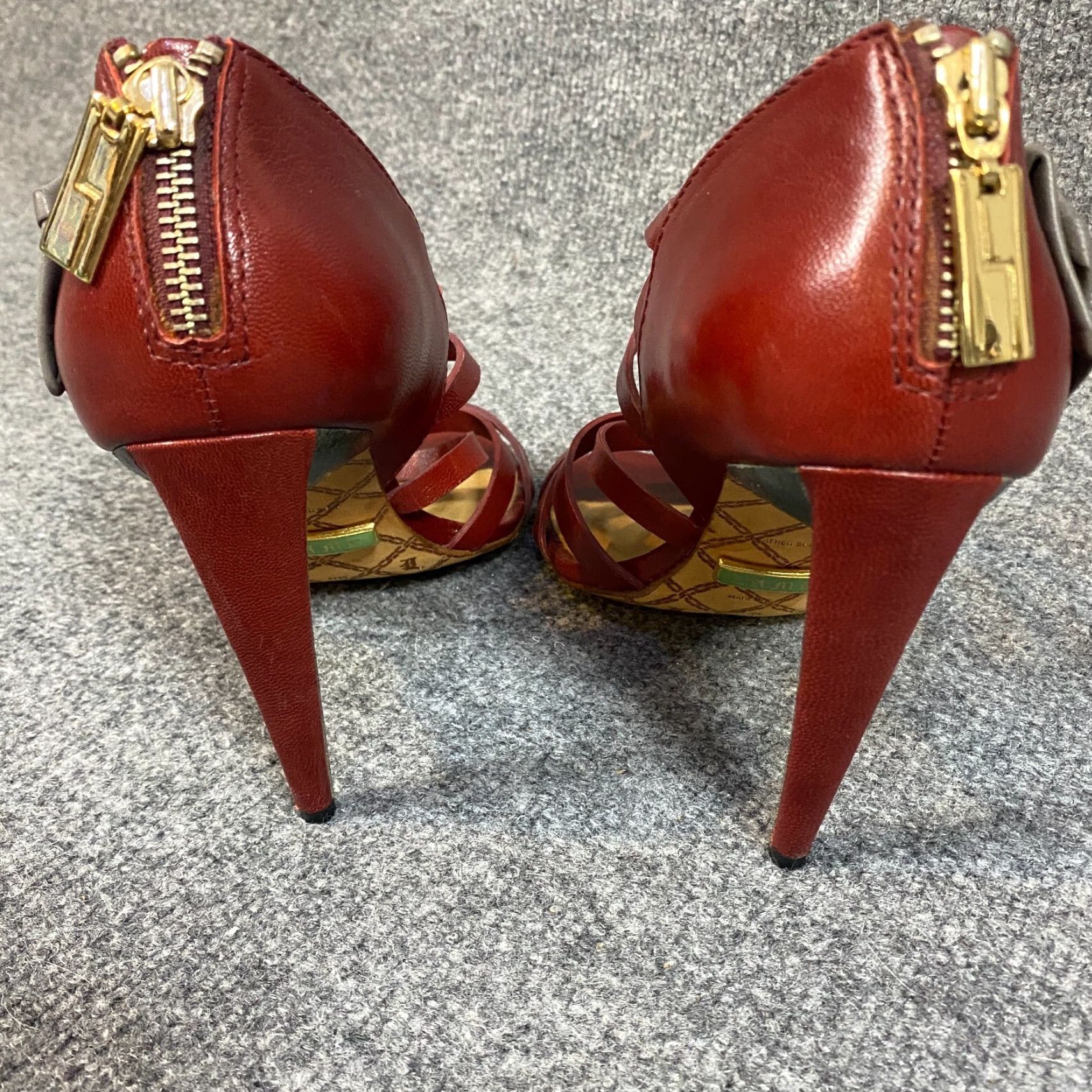 L.A.M.B. L.A.M.B. Womens Pumps 8M Red Stiletto Heels Leather Open Toe Pump Womens Size US 8 / IT 38 - 4 Thumbnail
