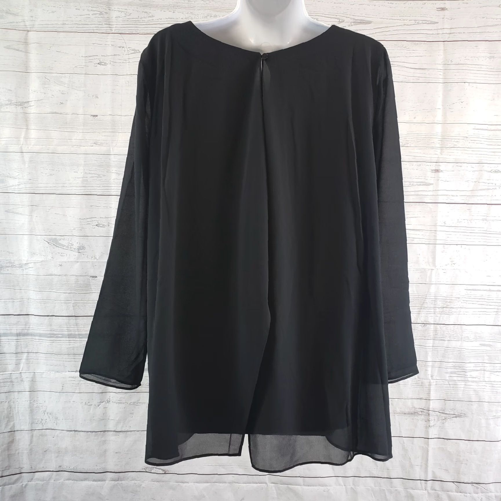 Soft Surroundings Soft Surroundings Blouse Womens Belvedere Sz Medium Black Long Sleeve Layered Viscose Blend Shirt Womens M Black Belvedere blouse Size M / US 6-8 / IT 42-44 - 3 Thumbnail