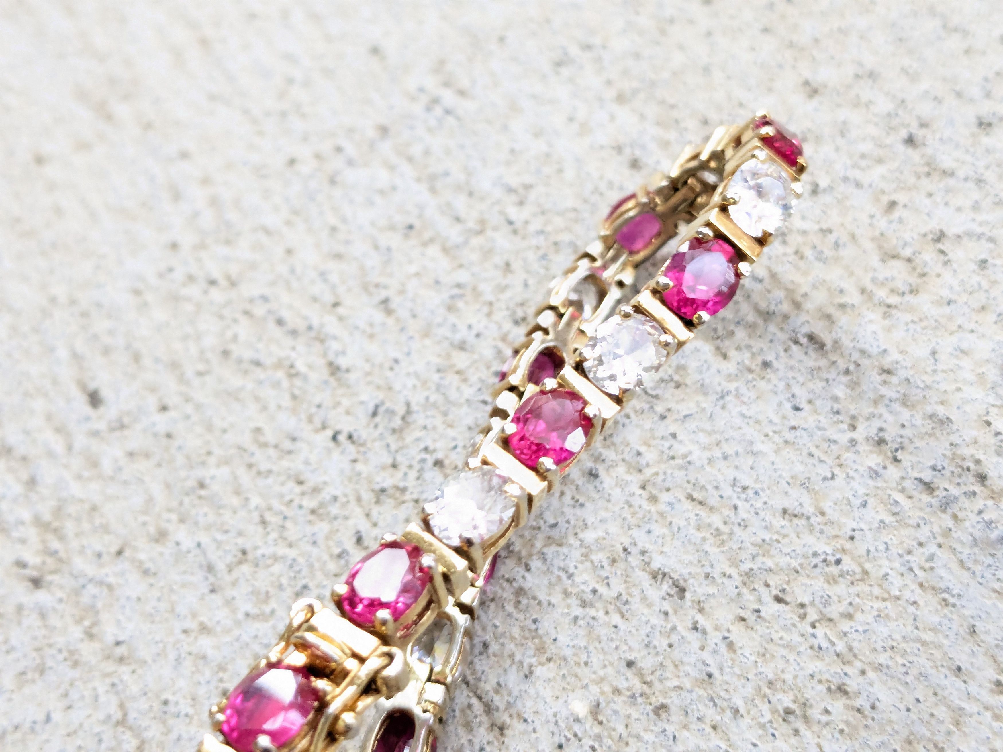 Sterling Silver Sterling Silver Tennis Bracelet Ruby CZ 7.25 Gold Vermeil Size ONE SIZE - 7 Thumbnail