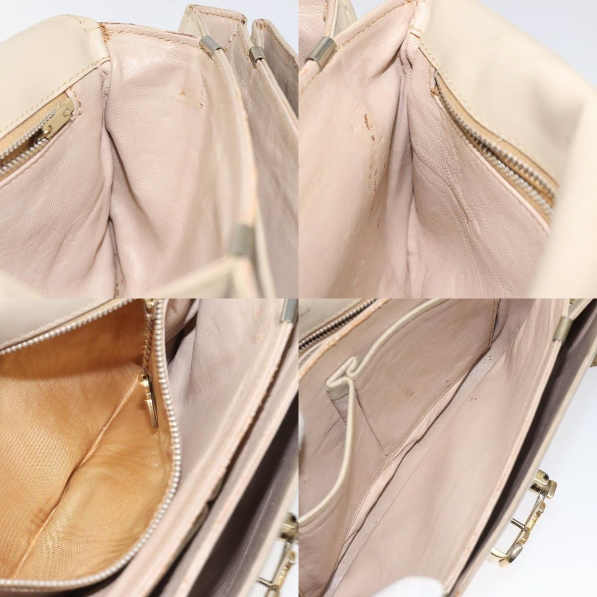 Celine CELINE Shoulder Bag Leather White Gold Size ONE SIZE - 12 Thumbnail