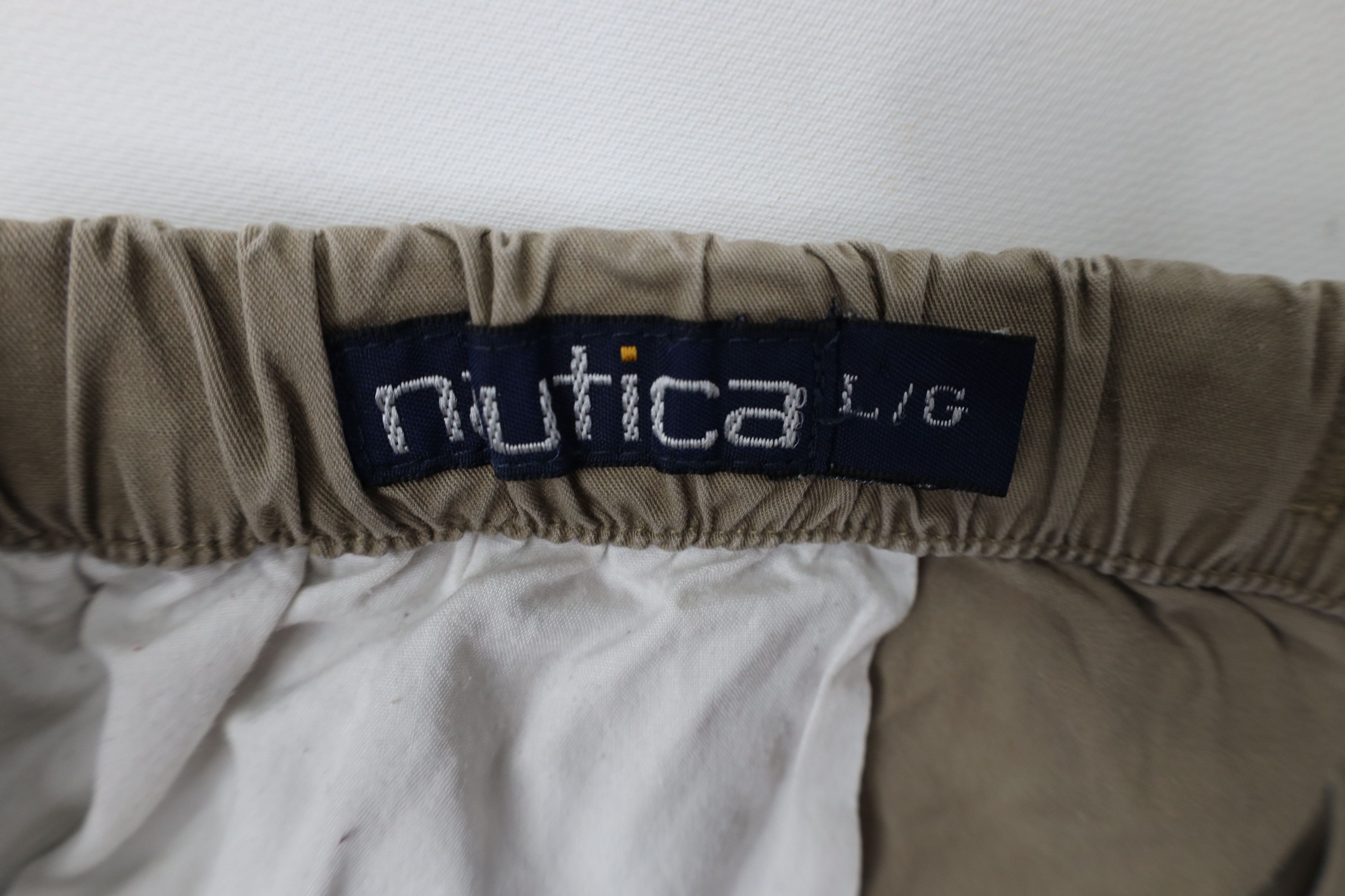 Nautica × Vintage Vintage 90s Nautica Spell Out Belted Mesh Cargo Shorts Beige Size US 34 / EU 50 - 10 Thumbnail