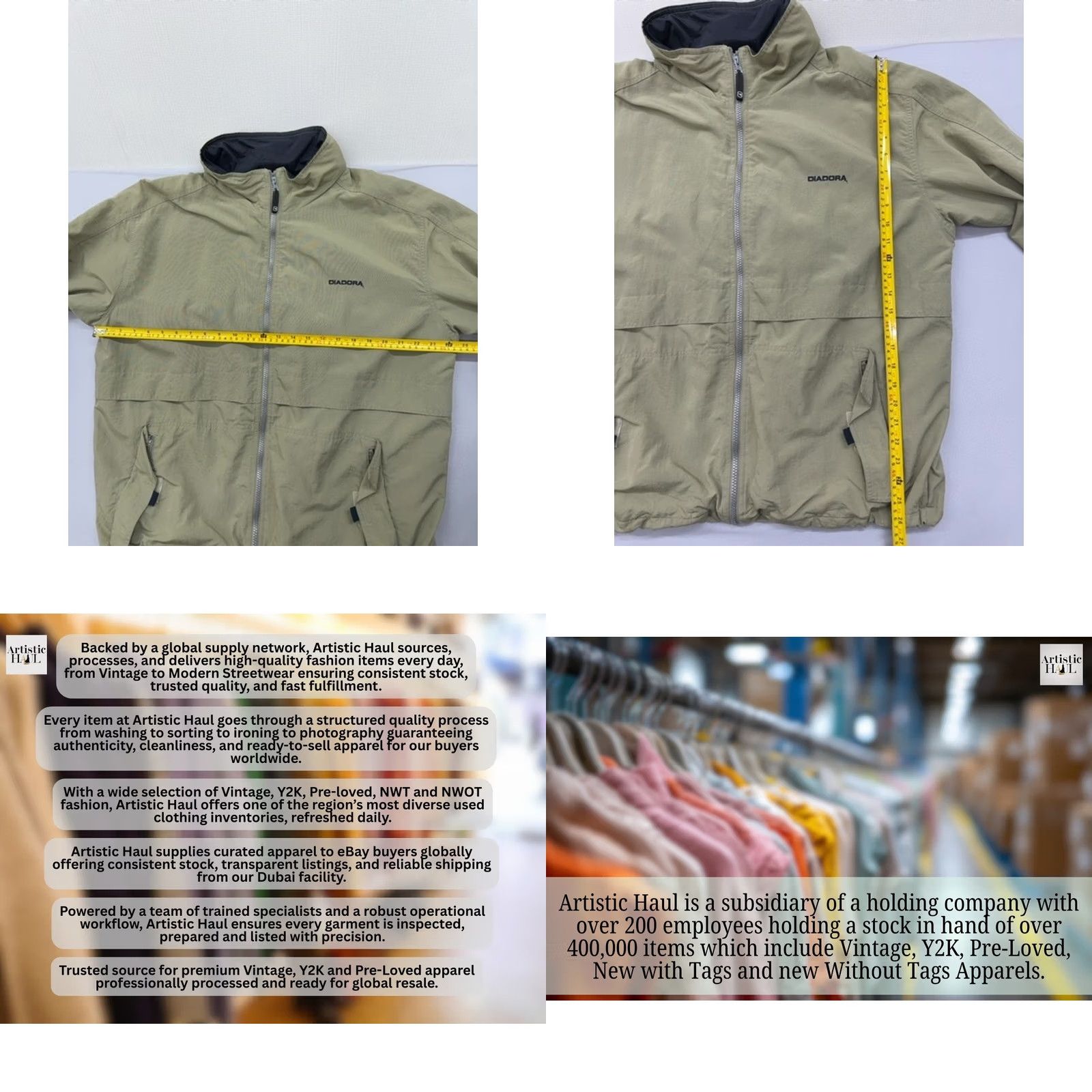 Diadora Diadora Beige Polyamide Zip Jacket M Unisex Stand Collar Size US M / EU 48-50 / 2 - 8 Thumbnail